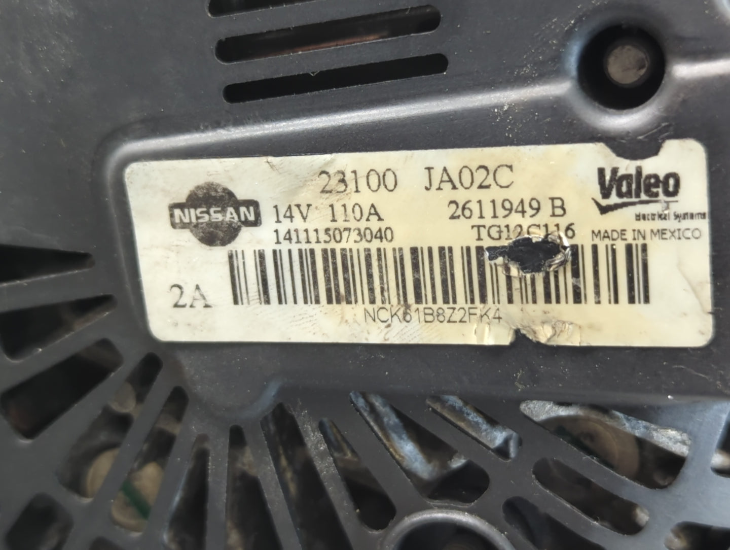 2011-2015 Nissan Rogue Alternator Replacement Generator Charging Assembly Engine OEM P/N:23100 JA02C Fits OEM Used Auto Part