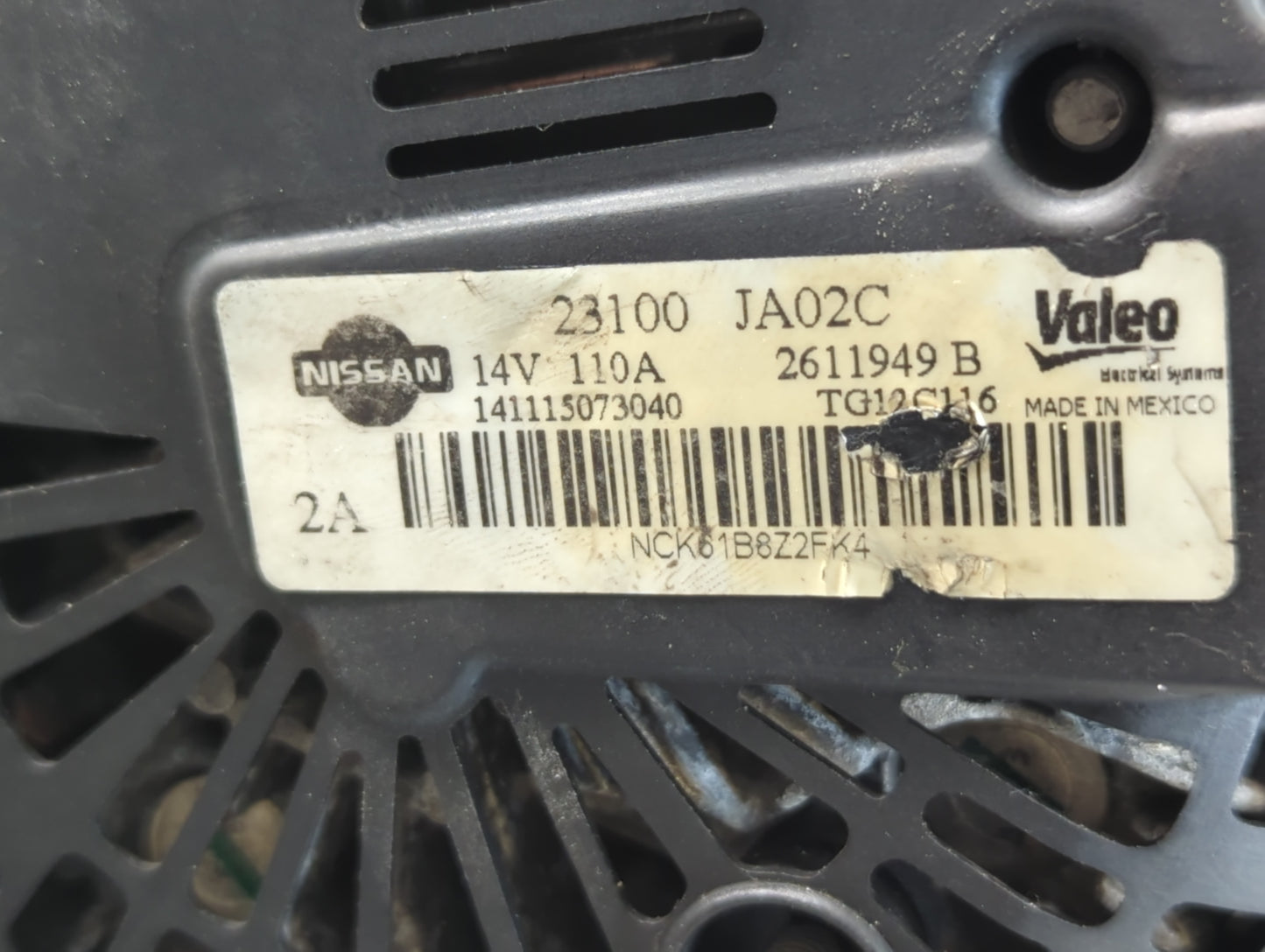 2011-2015 Nissan Rogue Alternator Replacement Generator Charging Assembly Engine OEM P/N:23100 JA02C Fits OEM Used Auto Part