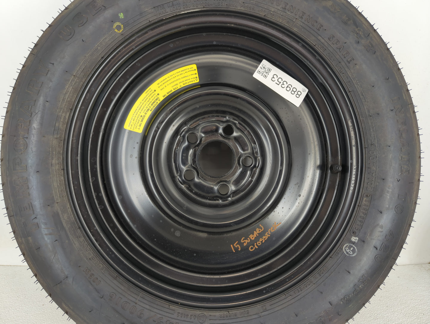 2014-2015 Nissan Rogue Spare Donut Tire Wheel Rim Oem - Oemusedautoparts1.com