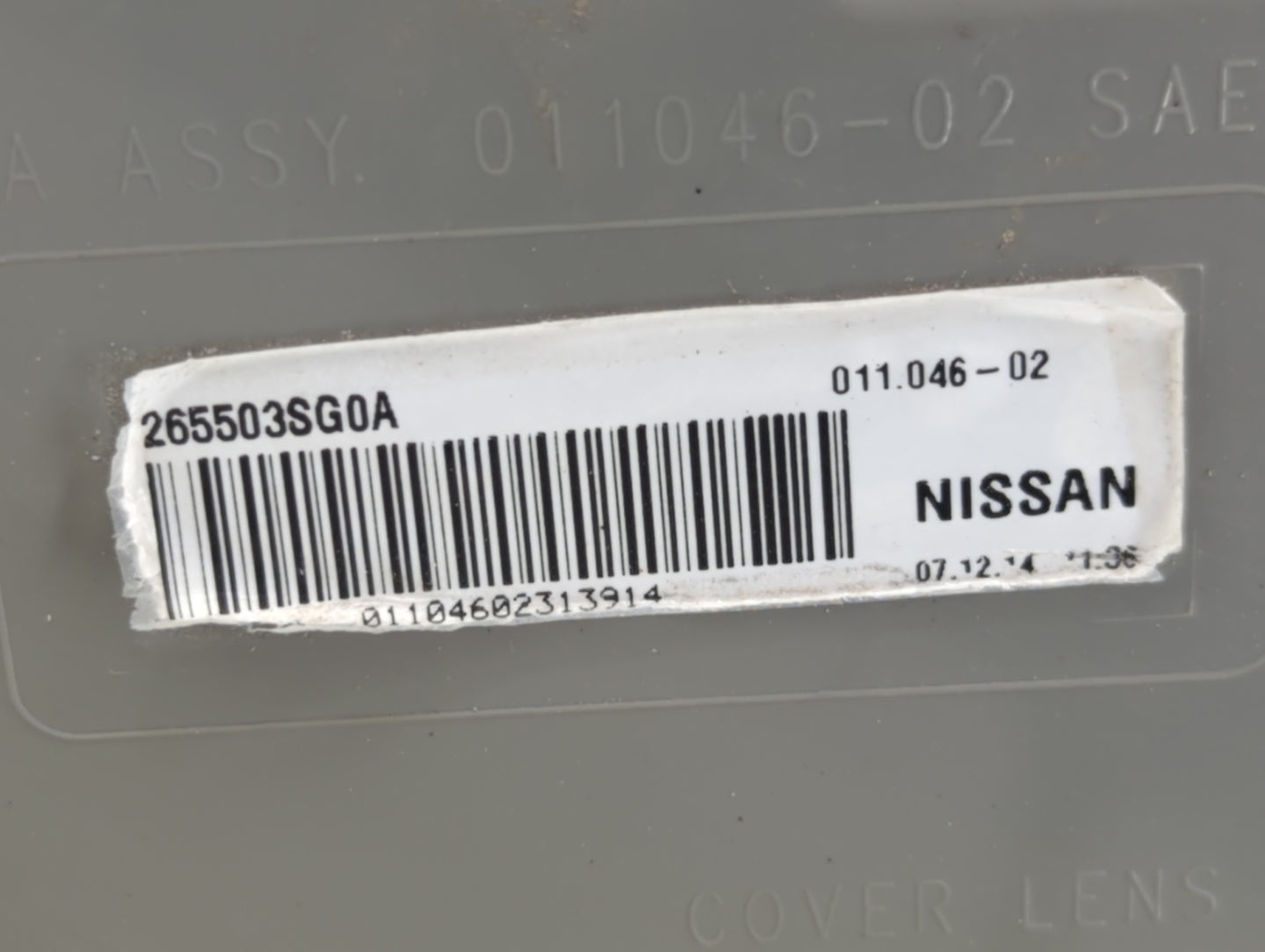 2013-2015 Nissan Sentra Tail Light Assembly Passenger Right OEM P/N:265503SG0A Fits Fits 2013 2014 2015 OEM Used Auto Parts 