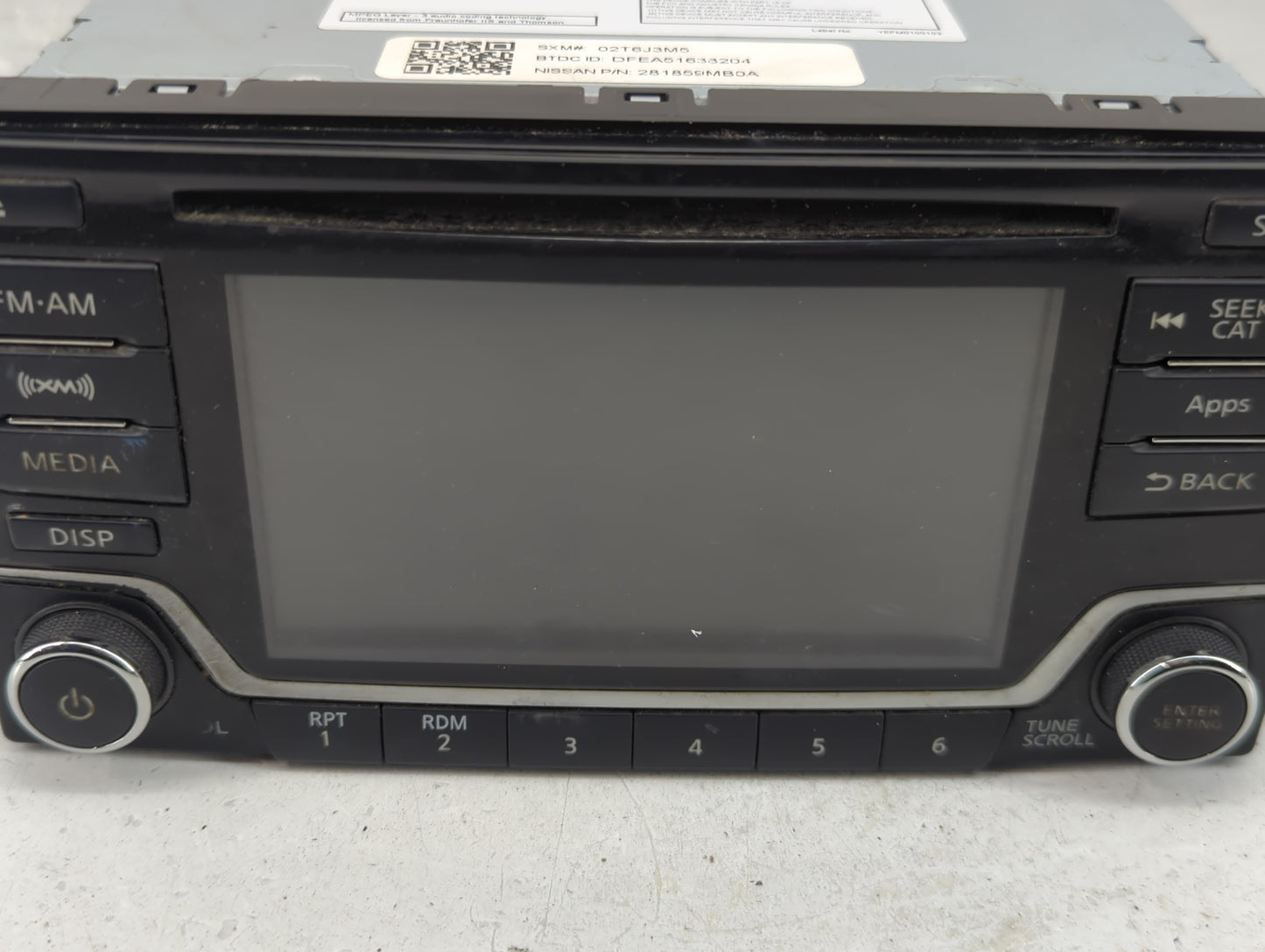 2015 Nissan Sentra Radio AM FM Cd Player Receiver Replacement P/N:28185 9MB0A Fits Fits 2016 OEM Used Auto Parts - Oemusedau