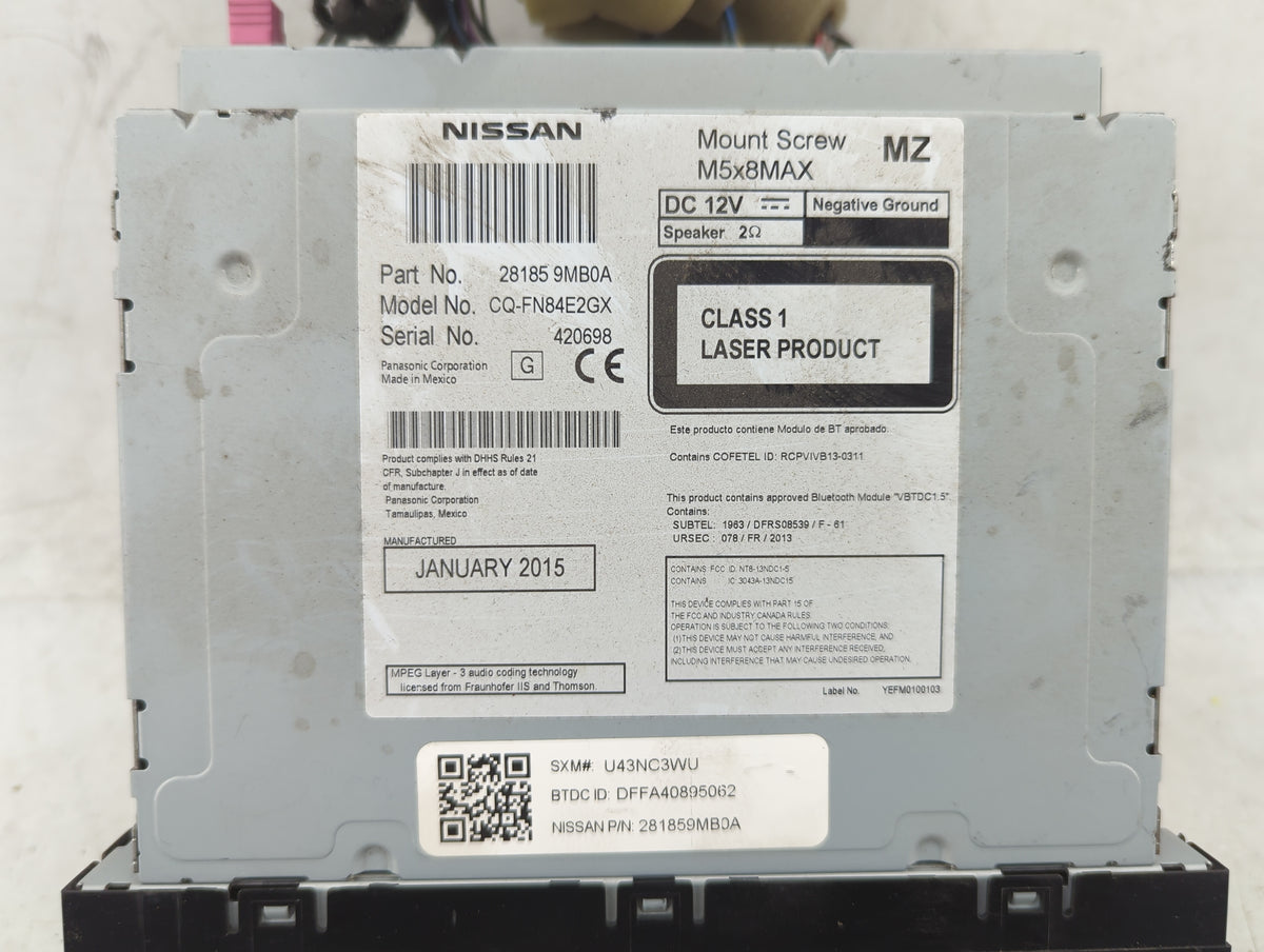 2015-2017 Nissan Sentra Radio AM FM Cd Player Receiver Replacement P/N:28185 9MB0A Fits Fits 2015 2016 2017 2018 OEM Used Au