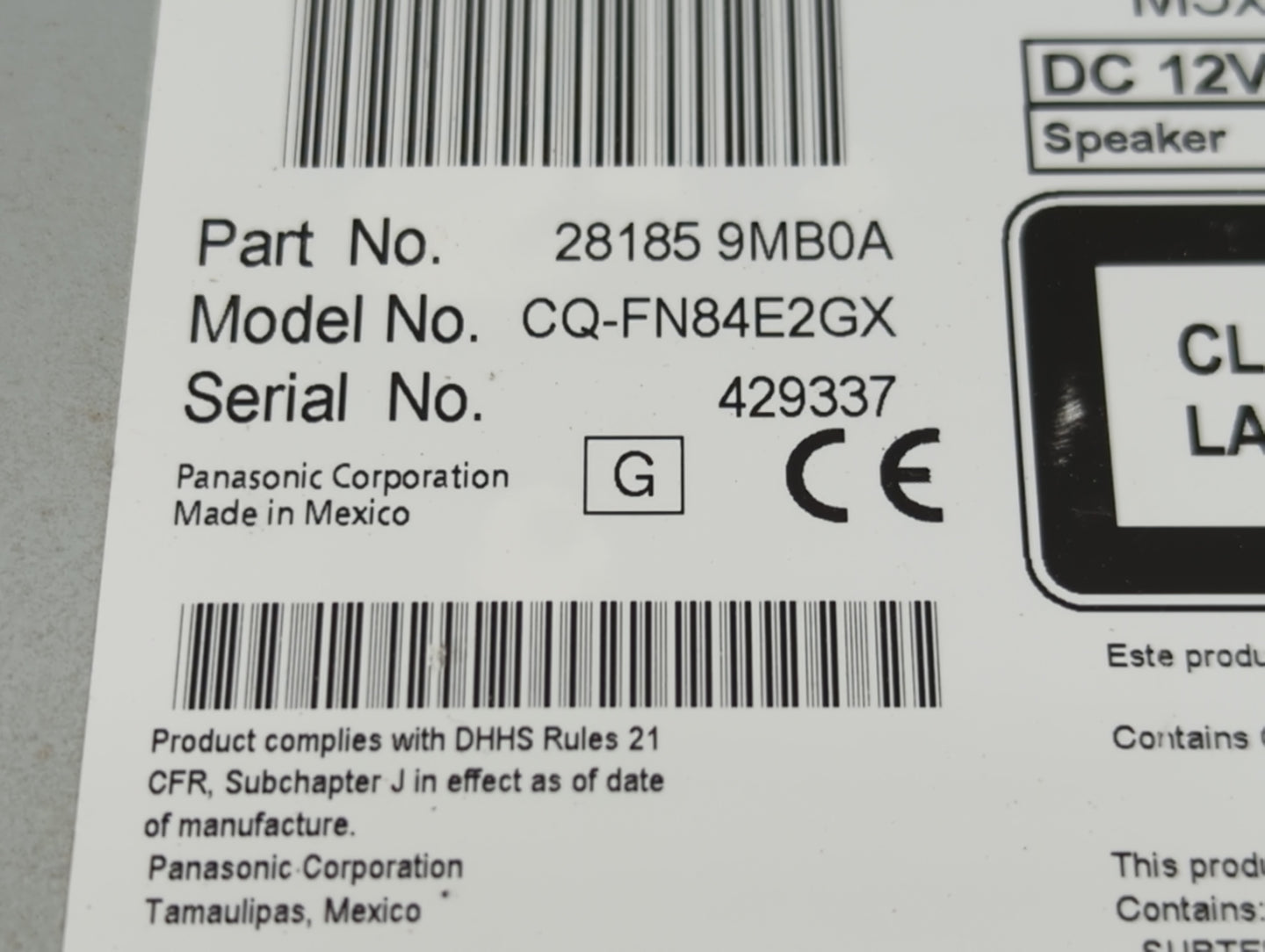 2015-2017 Nissan Sentra Radio AM FM Cd Player Receiver Replacement P/N:28185 9MB0A Fits Fits 2015 2016 2017 2018 OEM Used Au