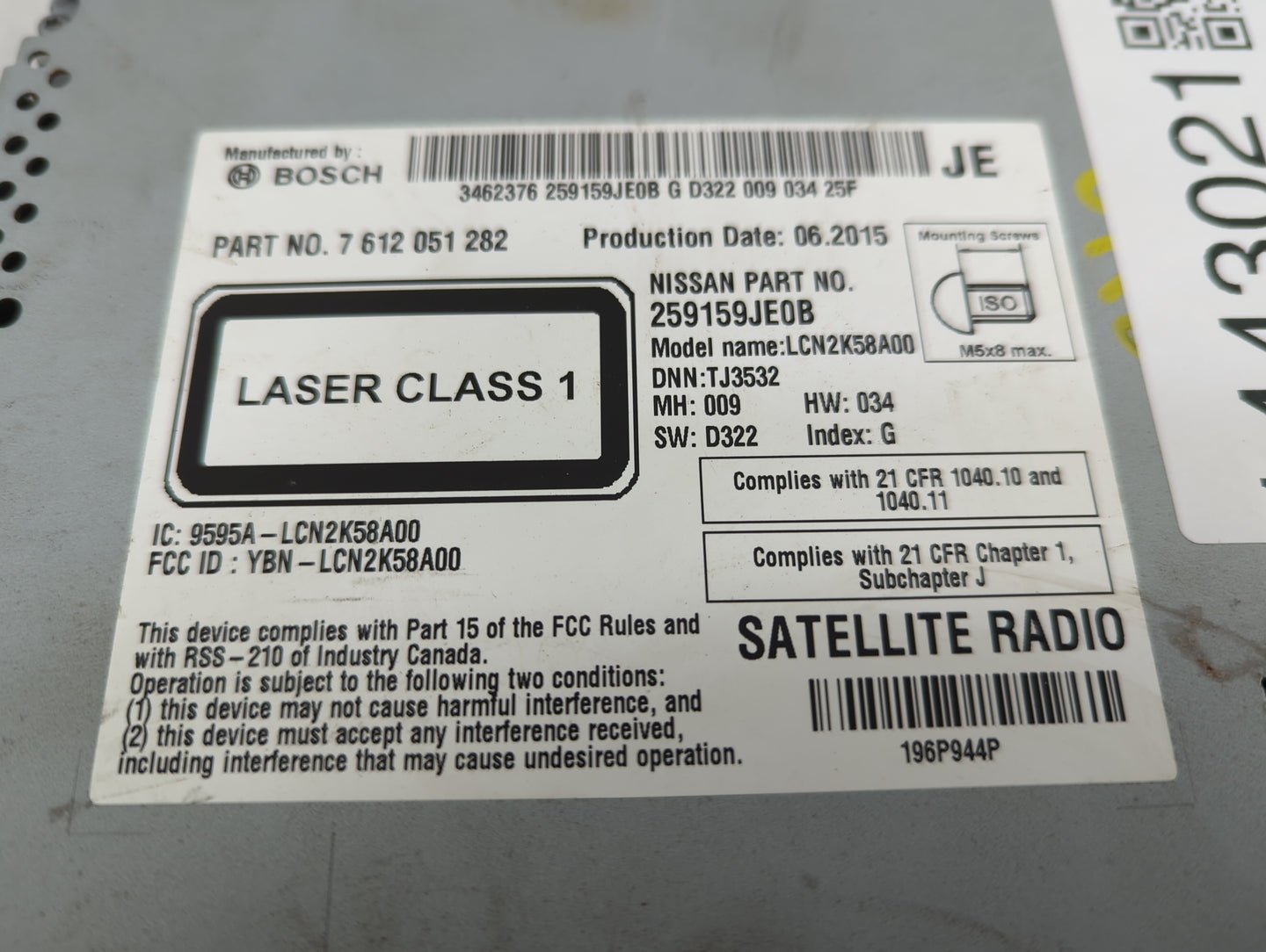 2015 Nissan Sentra Radio AM FM Cd Player Receiver Replacement P/N:7612051282 259159JE0B, LCN2K58A00 Fits Fits 2016 2017 2018