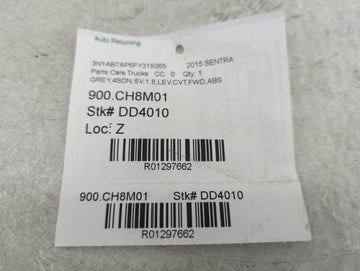 2015 Nissan Sentra Headrest Head Rest Rear Seat Fits OEM Used Auto Parts - Oemusedautoparts1.com