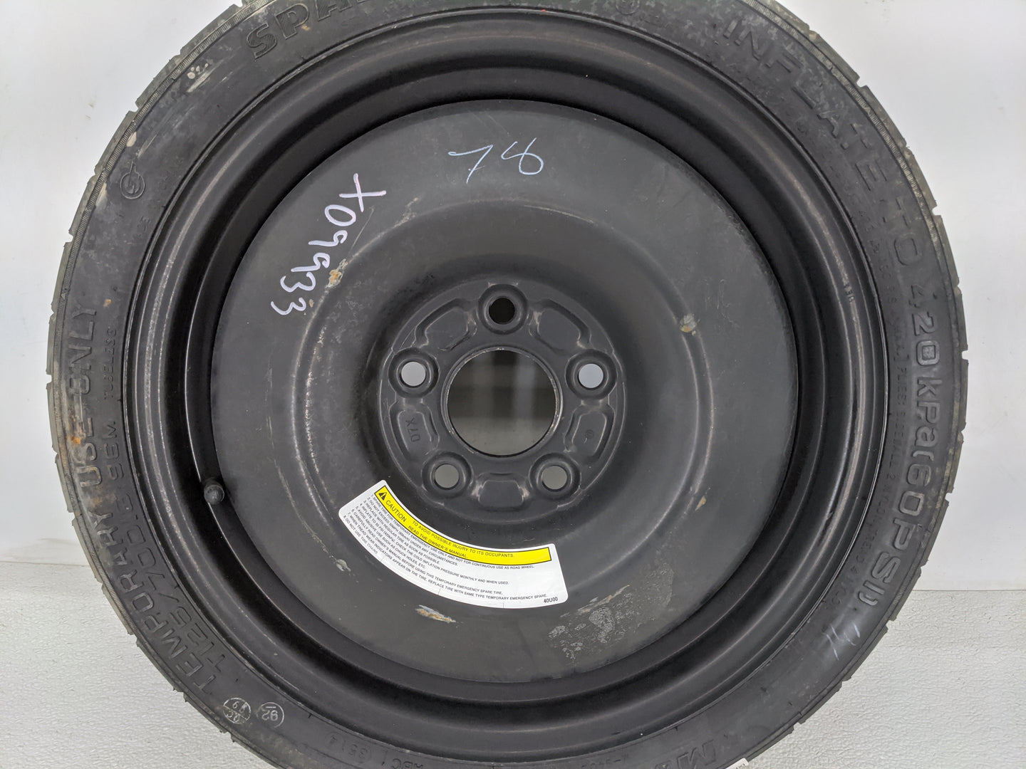 2013-2015 Nissan Sentra Spare Donut Tire Wheel Rim Oem 1455308 - Oemusedautoparts1.com