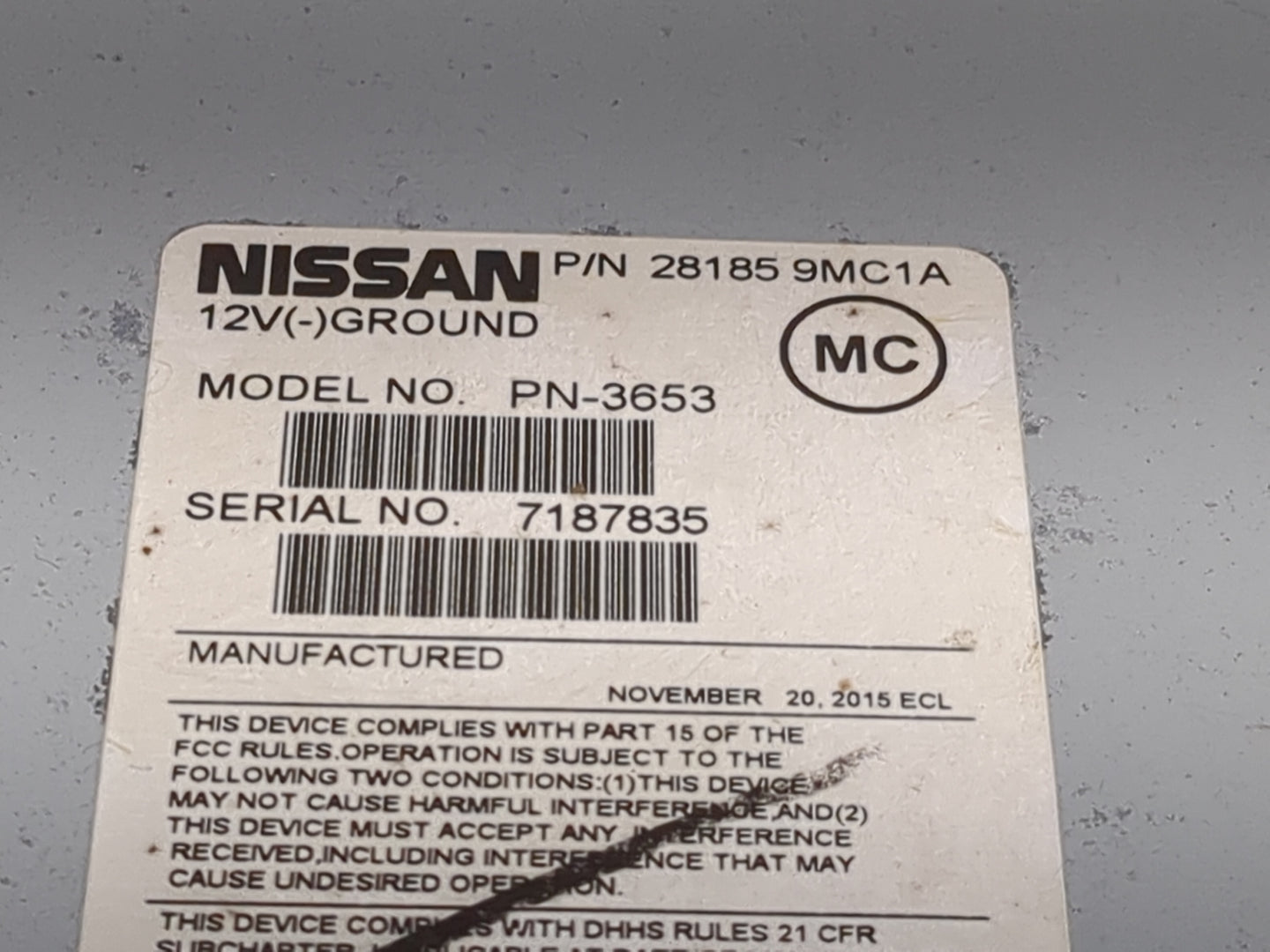 2015-2017 Nissan Sentra Radio AM FM Cd Player Receiver Replacement P/N:28185 9MC1A PN-3653 Fits Fits 2015 2016 2017 2018 OEM