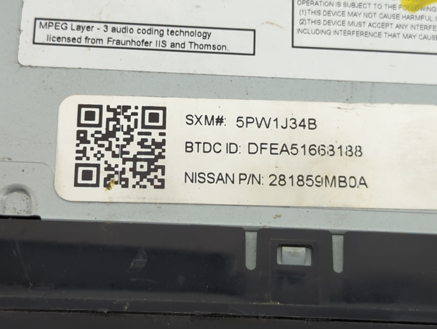 2015-2017 Nissan Sentra Radio AM FM Cd Player Receiver Replacement P/N:281859MB0A 5PW1J34B Fits Fits 2015 2016 2017 2018 OEM
