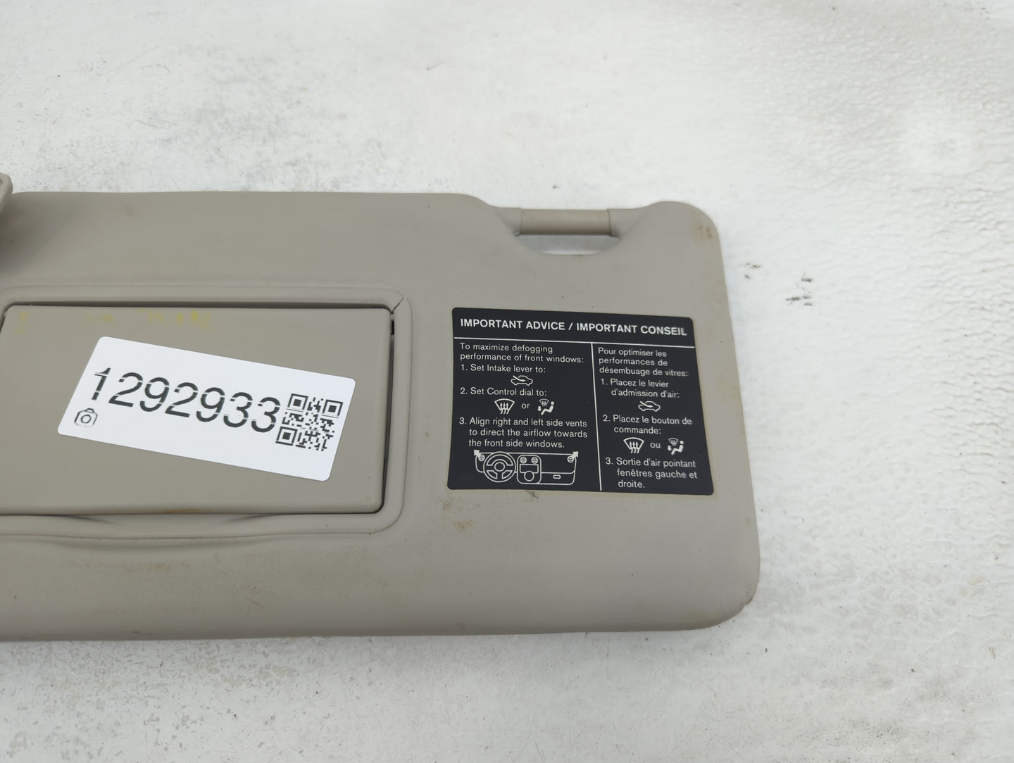 2012-2015 Nissan Versa Sun Visor Shade Replacement Driver Left Mirror Fits Fits 2012 2013 2014 2015 OEM Used Auto Parts - Oe
