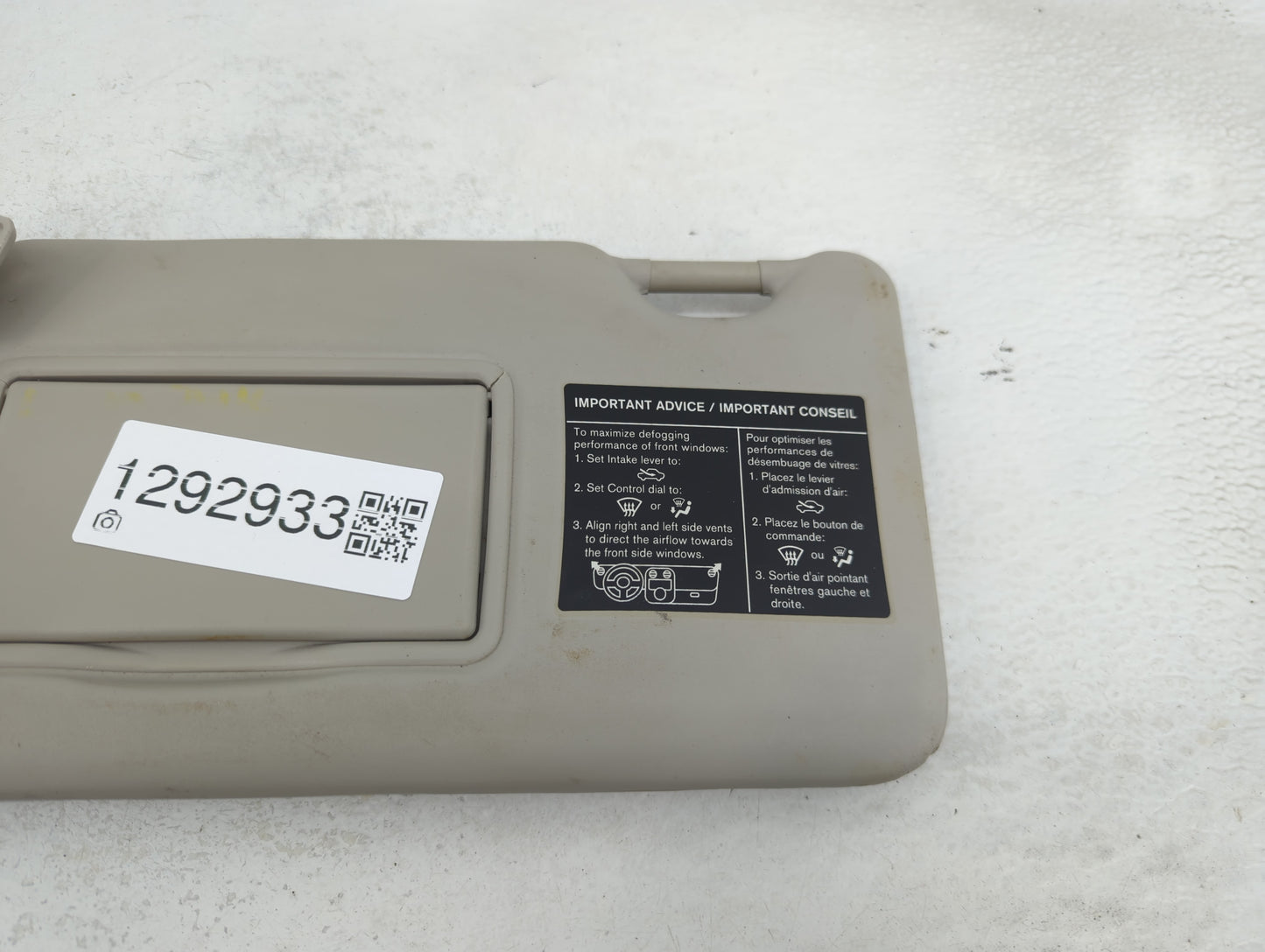 2012-2015 Nissan Versa Sun Visor Shade Replacement Driver Left Mirror Fits Fits 2012 2013 2014 2015 OEM Used Auto Parts - Oe