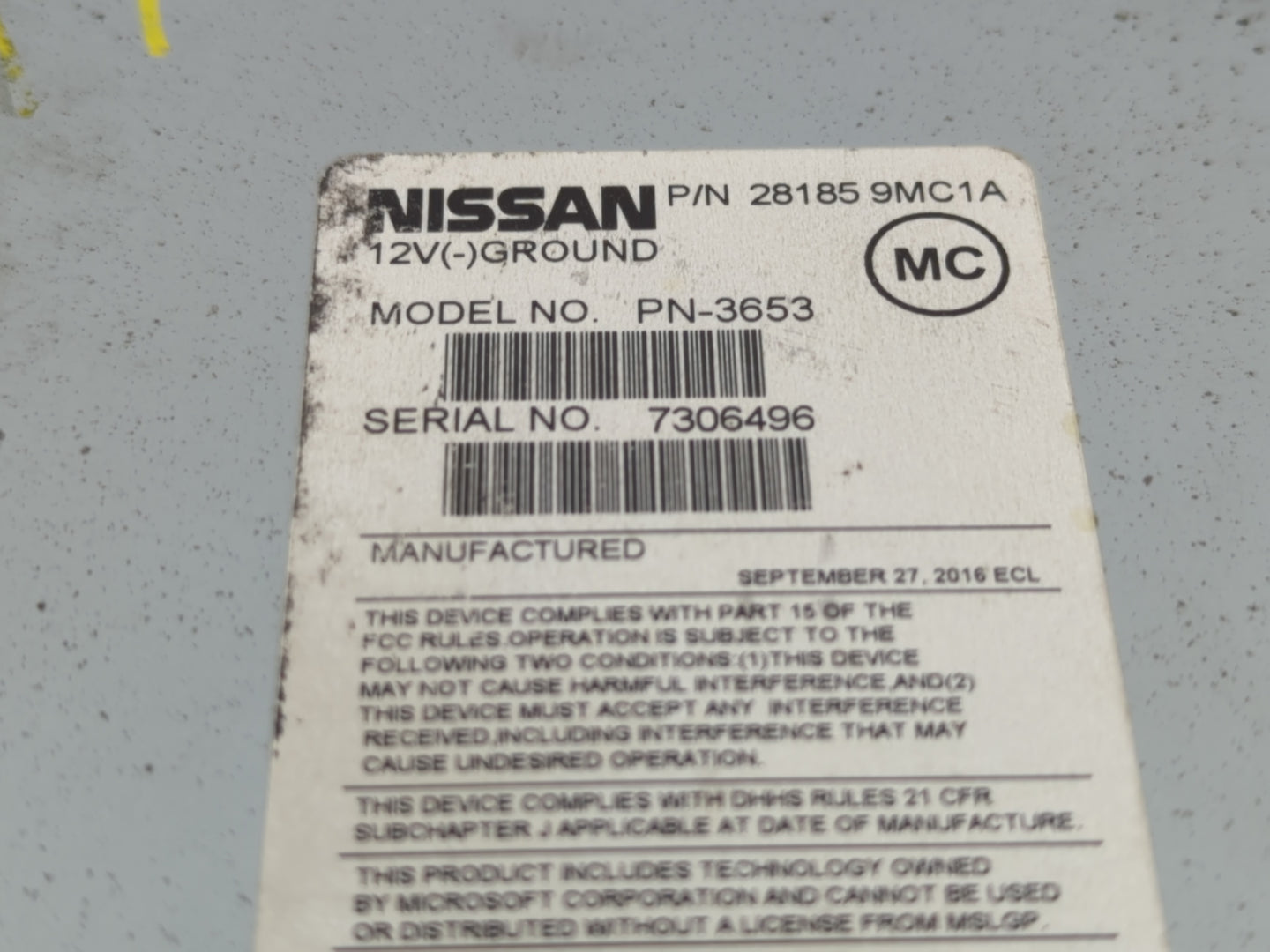 2015-2018 Nissan Versa Radio AM FM Cd Player Receiver Replacement P/N:28185 9MC1A Fits Fits 2015 2016 2017 2018 OEM Used Aut