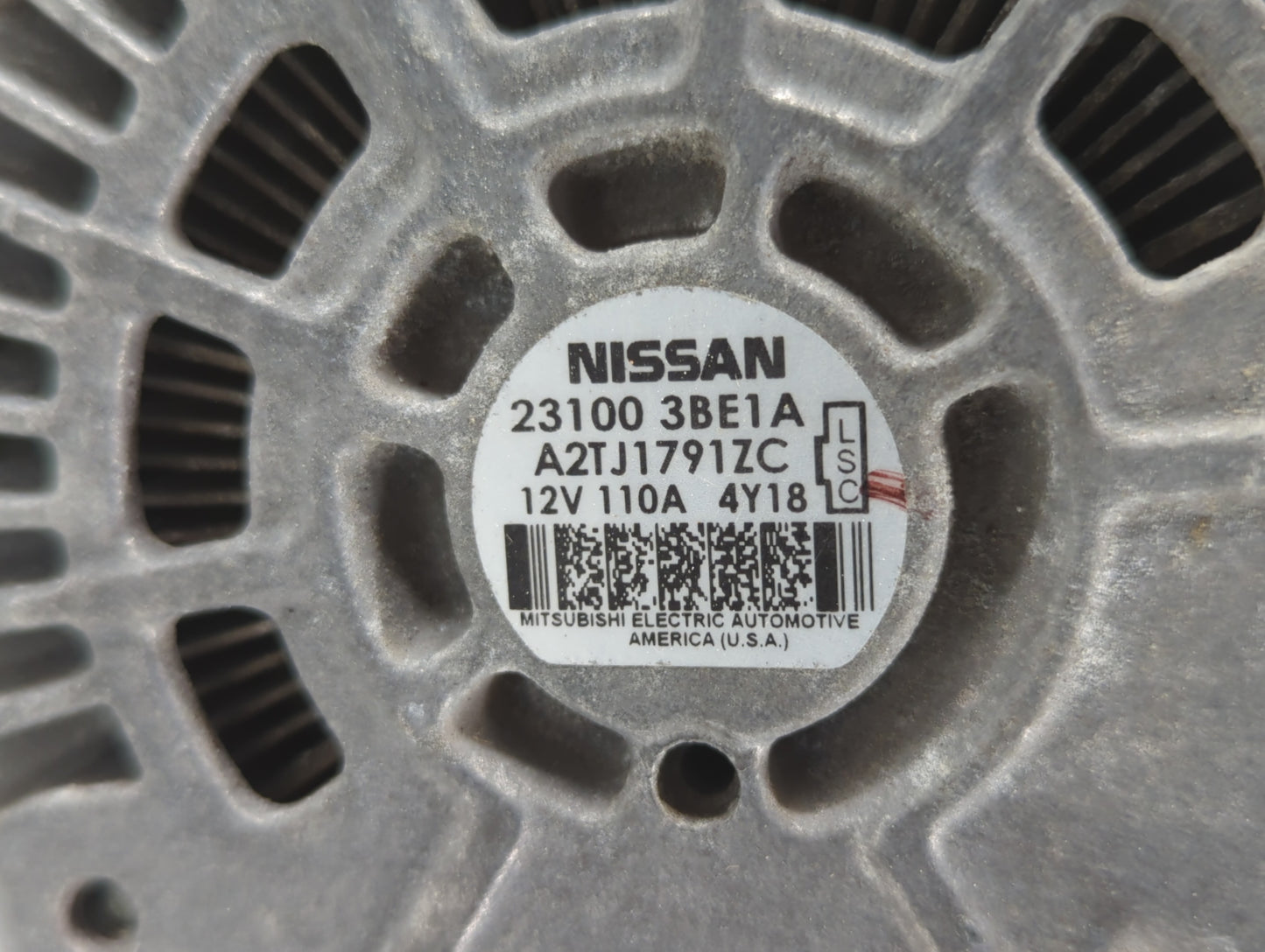 2012-2019 Nissan Versa Alternator Replacement Generator Charging Assembly Engine OEM P/N:23100 3BE1A Fits OEM Used Auto Part