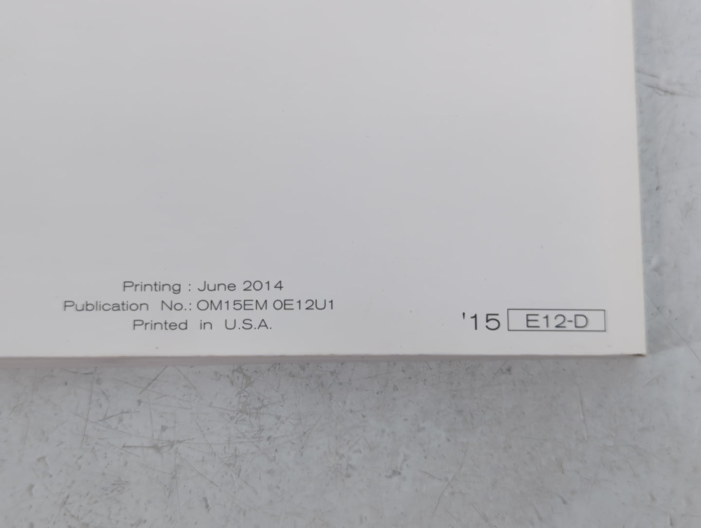 2015 Nissan Versa Owners Manual Book Guide P/N:OM15EM OE12U1 15E12-D OEM Used Auto Parts - Oemusedautoparts1.com