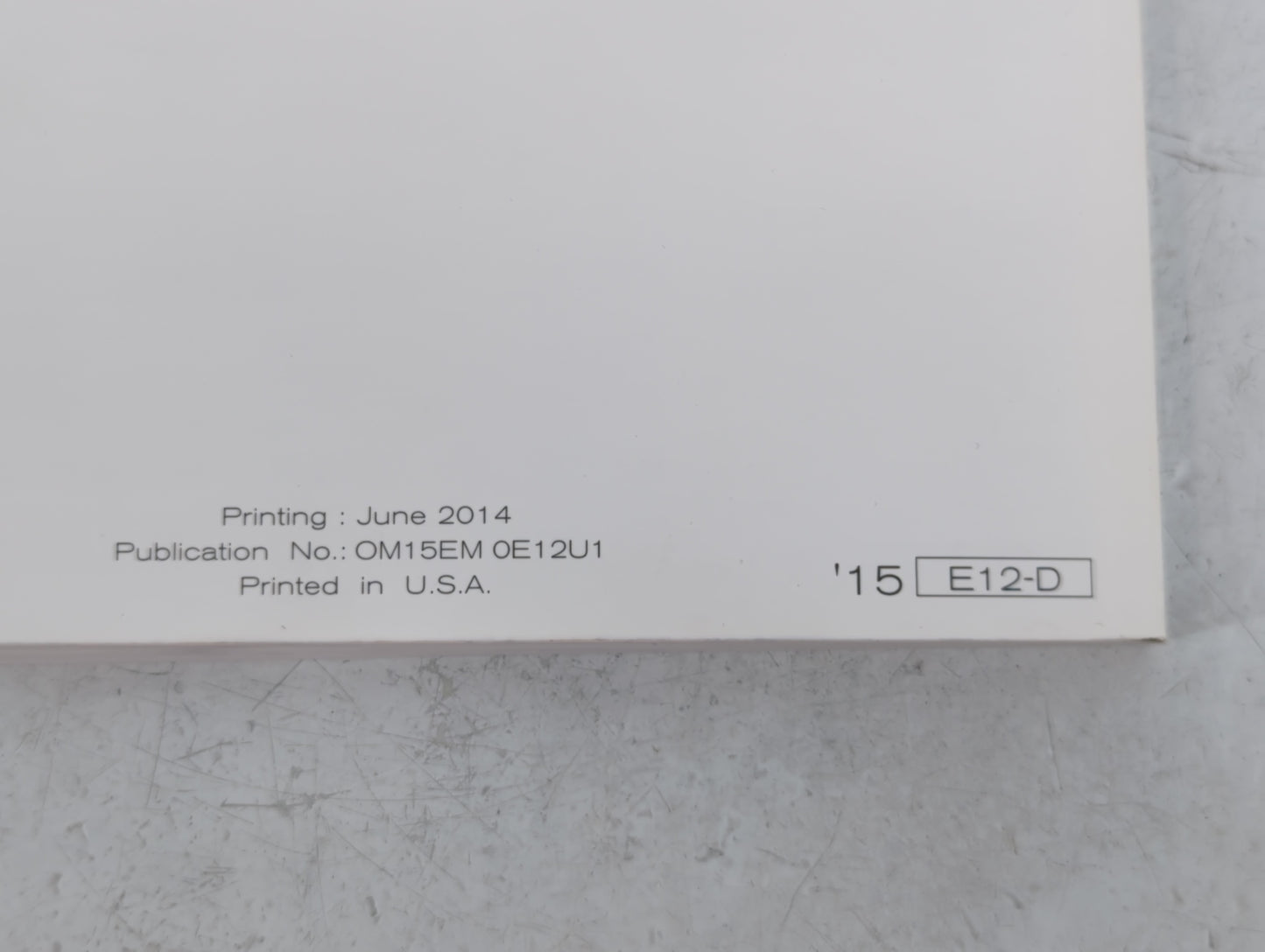 2015 Nissan Versa Owners Manual Book Guide P/N:OM15EM OE12U1 15E12-D OEM Used Auto Parts - Oemusedautoparts1.com