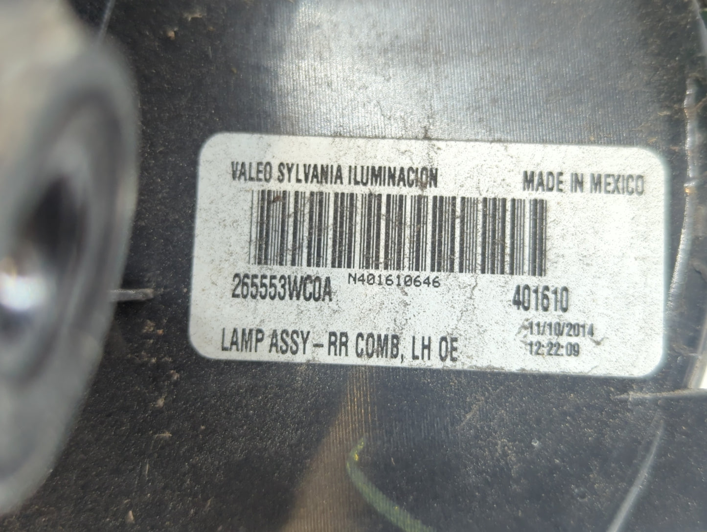 2014-2019 Nissan Versa Tail Light Assembly Driver Left OEM P/N:265553WC0A Fits Fits 2014 2015 2016 2017 2018 2019 OEM Used A