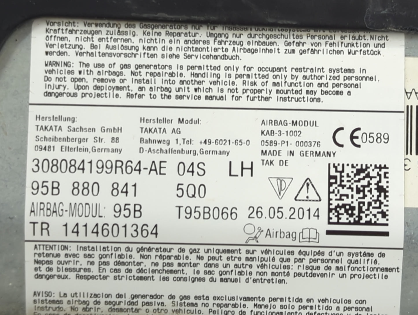 2015-2019 Porsche Macan Air Bag Driver Left Knee OEM P/N:414601364 95B 880 841 Fits Fits 2015 2016 2017 2018 2019 OEM Used A