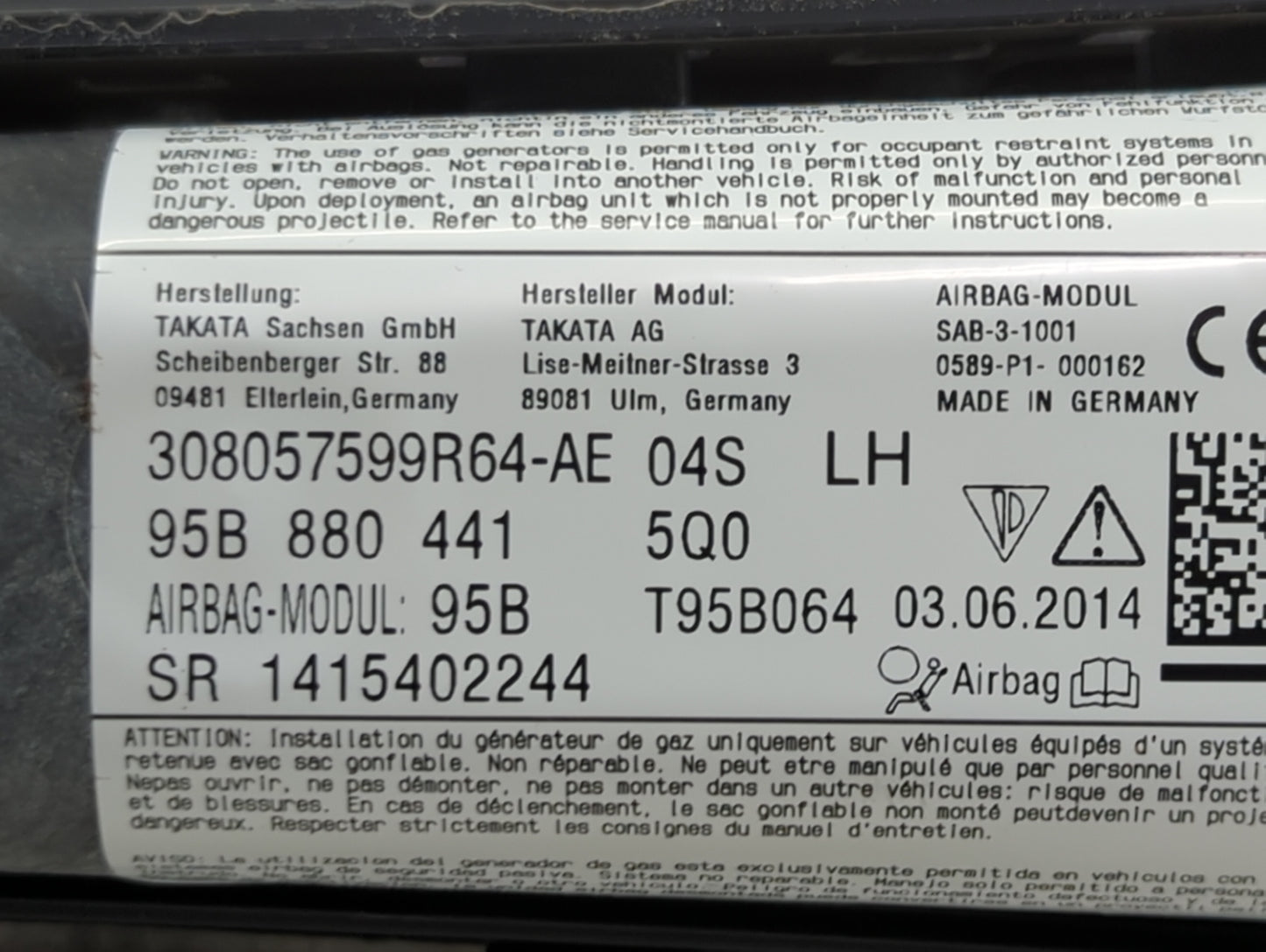 2015-2019 Porsche Macan Air Bag Driver Left Knee Oem 1465957 - Oemusedautoparts1.com