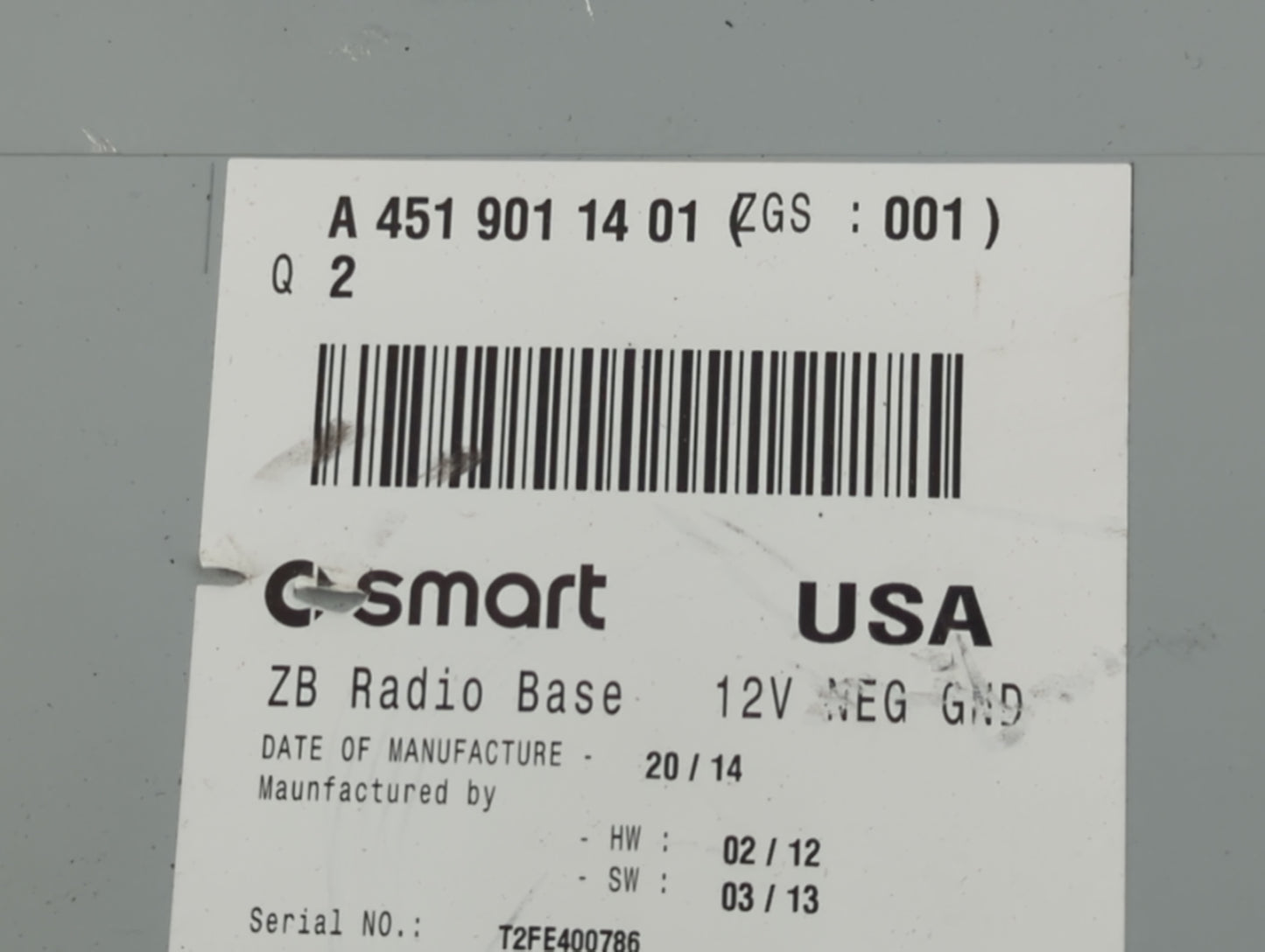 2008-2016 Smart Fortwo Radio AM FM Cd Player Receiver Replacement P/N:A 451 901 14 01 Fits OEM Used Auto Parts - Oemusedauto