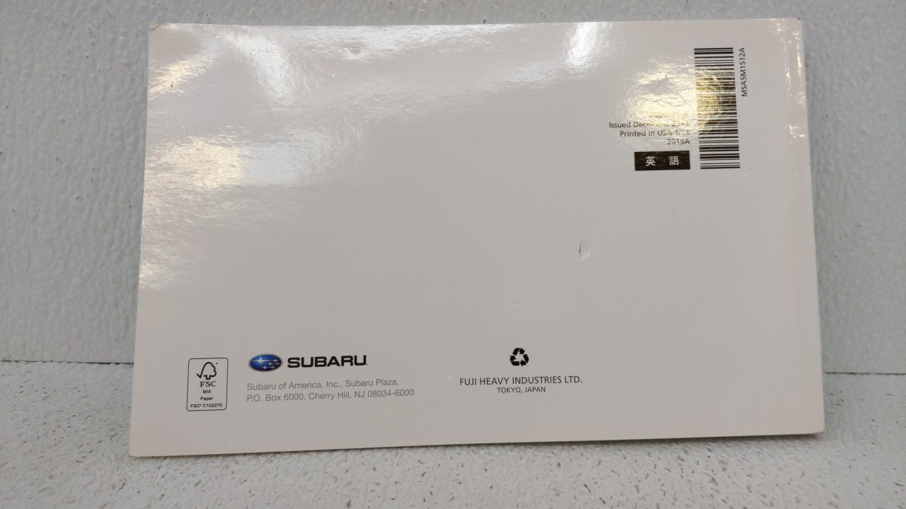 2015 Subaru Brz Owners Manual Book Guide OEM Used Auto Parts - Oemusedautoparts1.com