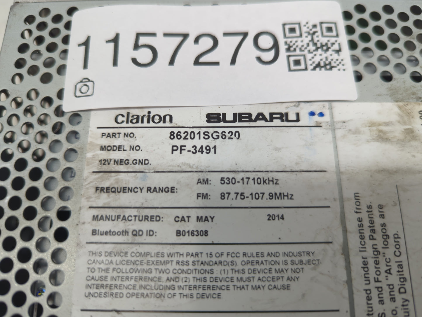 2015 Subaru Forester Radio AM FM Cd Player Receiver Replacement P/N:86201SG620 Fits OEM Used Auto Parts - Oemusedautoparts1.