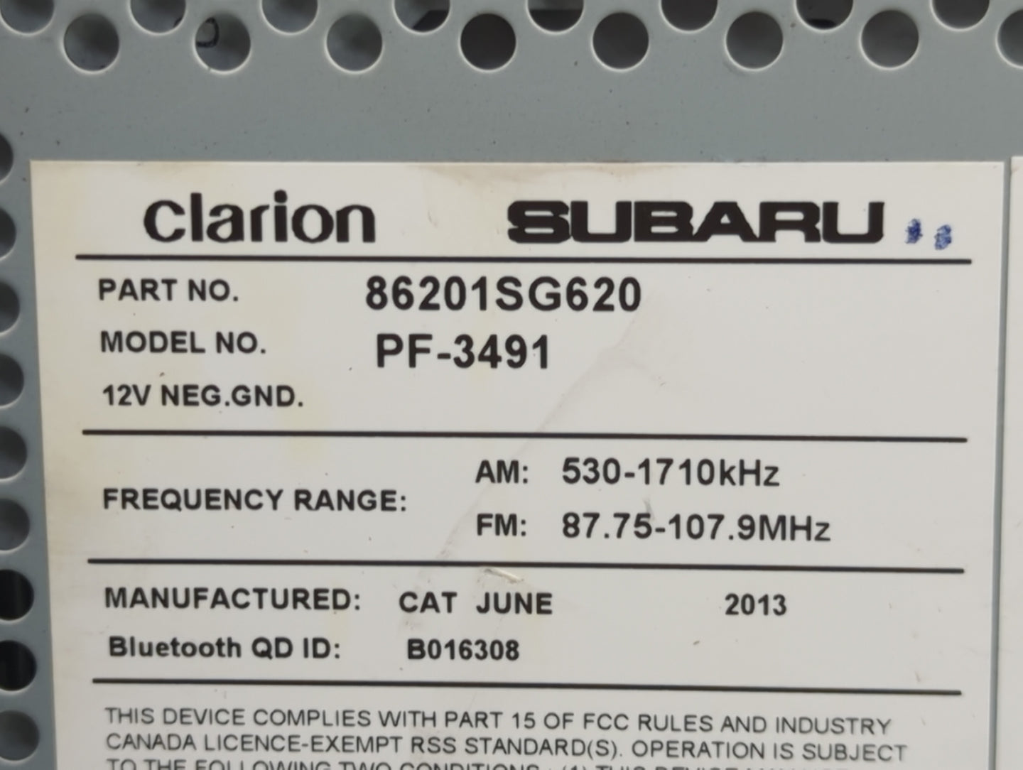 2015 Subaru Forester Radio AM FM Cd Player Receiver Replacement P/N:86201SG620 86271SC600 Fits OEM Used Auto Parts - Oemused