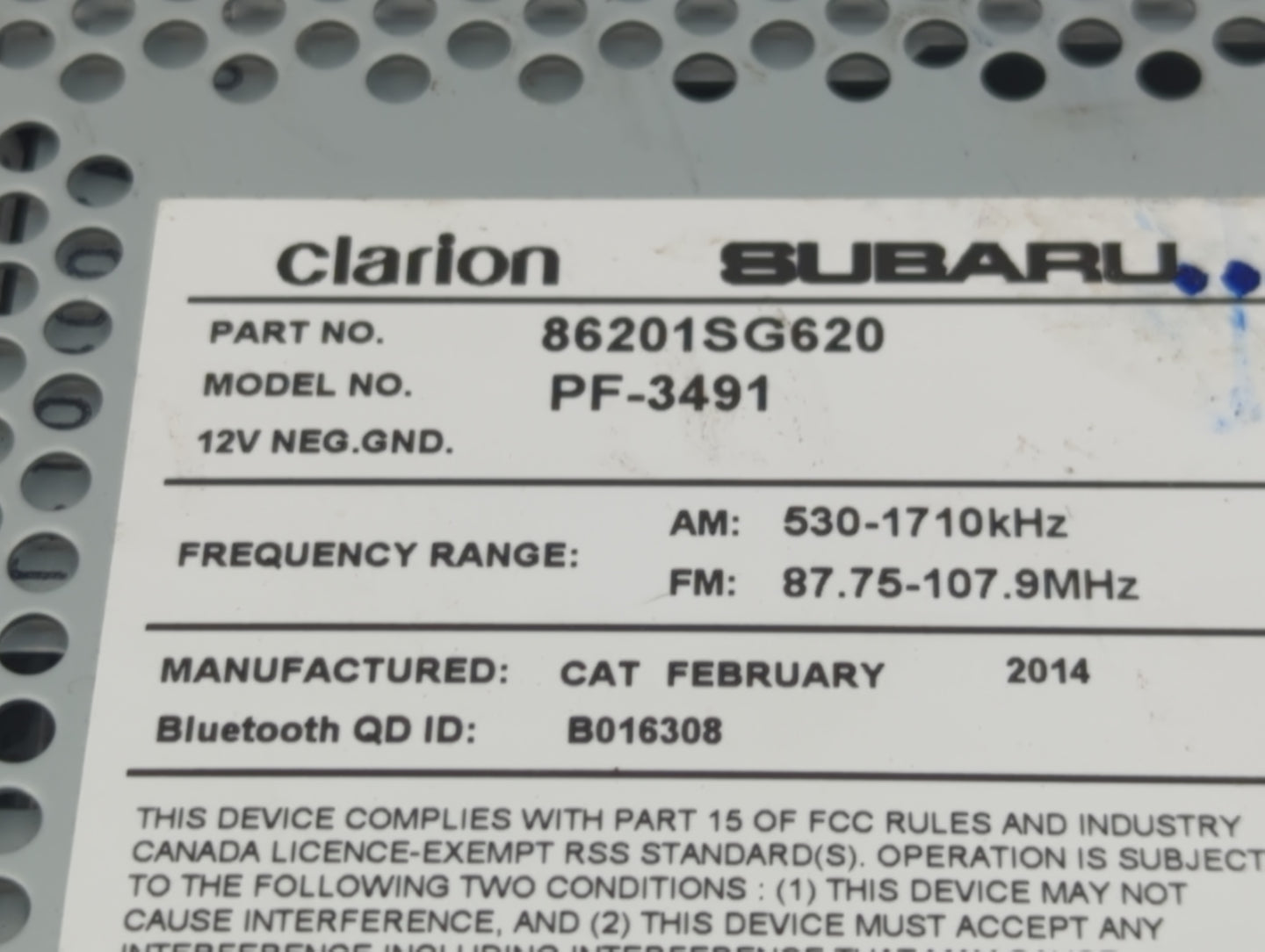 2015 Subaru Forester Radio AM FM Cd Player Receiver Replacement P/N:86201SG620 Fits OEM Used Auto Parts - Oemusedautoparts1.