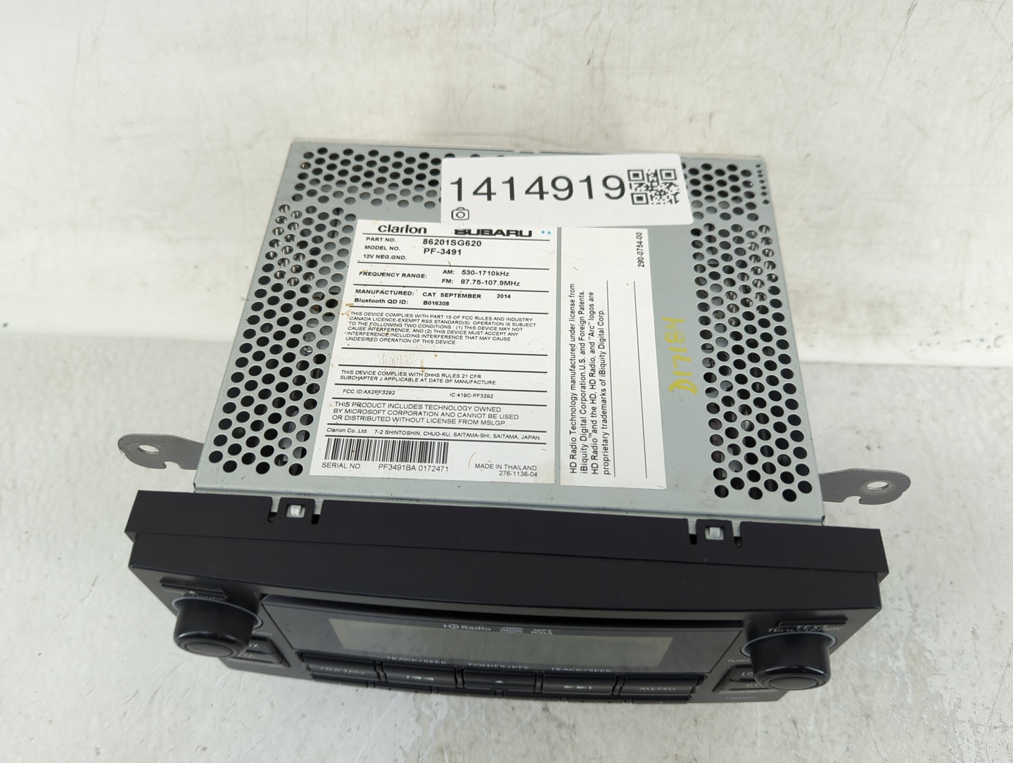 2015 Subaru Forester Radio AM FM Cd Player Receiver Replacement P/N:86201SG620 Fits OEM Used Auto Parts - Oemusedautoparts1.