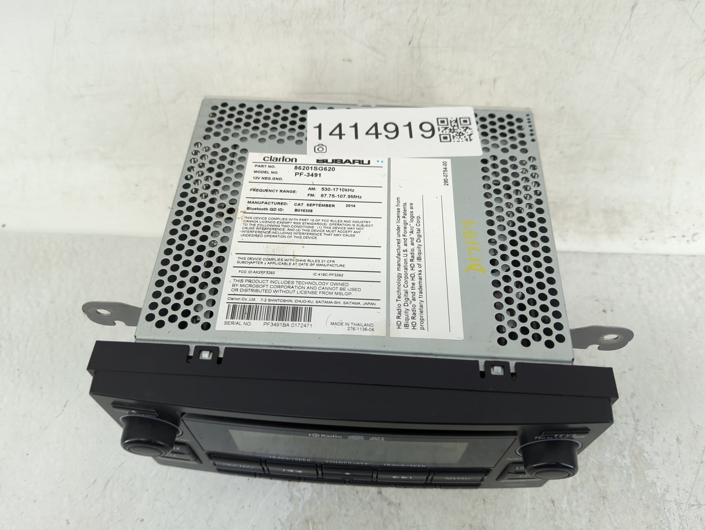 2015 Subaru Forester Radio AM FM Cd Player Receiver Replacement P/N:86201SG620 Fits OEM Used Auto Parts - Oemusedautoparts1.