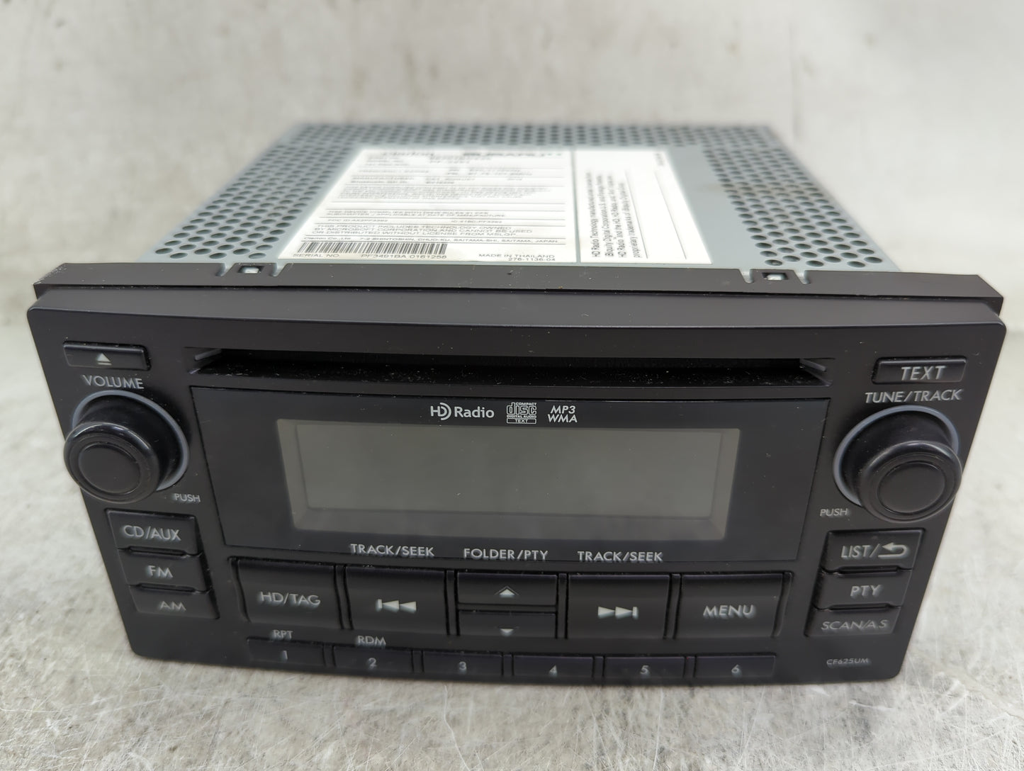 2015 Subaru Forester Radio AM FM Cd Player Receiver Replacement P/N:CF625UM Fits OEM Used Auto Parts - Oemusedautoparts1.com