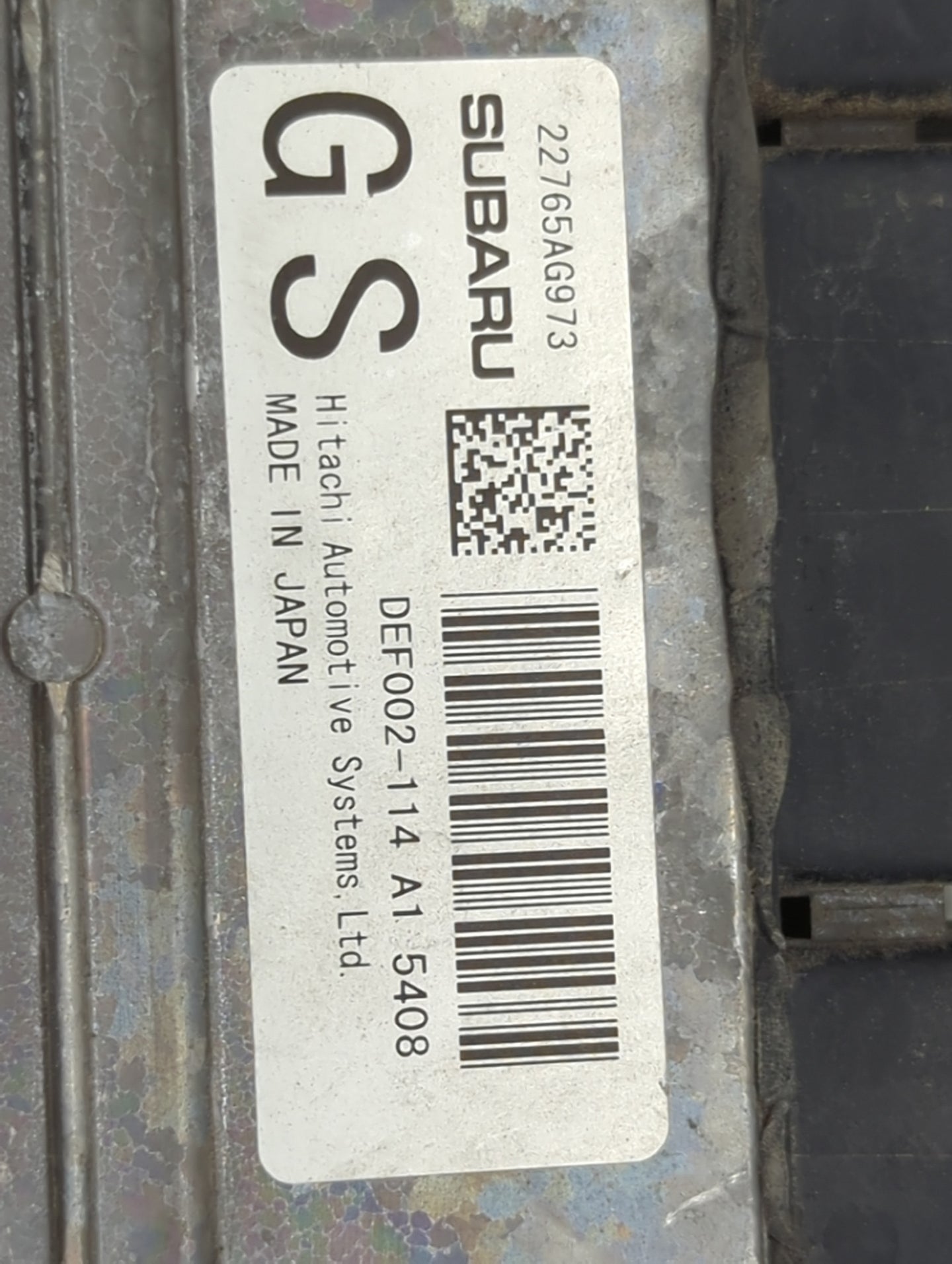 2015 Subaru Forester PCM Engine Control Computer ECU ECM PCU OEM P/N:22765AG973 DEF002-114 A1 5408 Fits OEM Used Auto Parts 