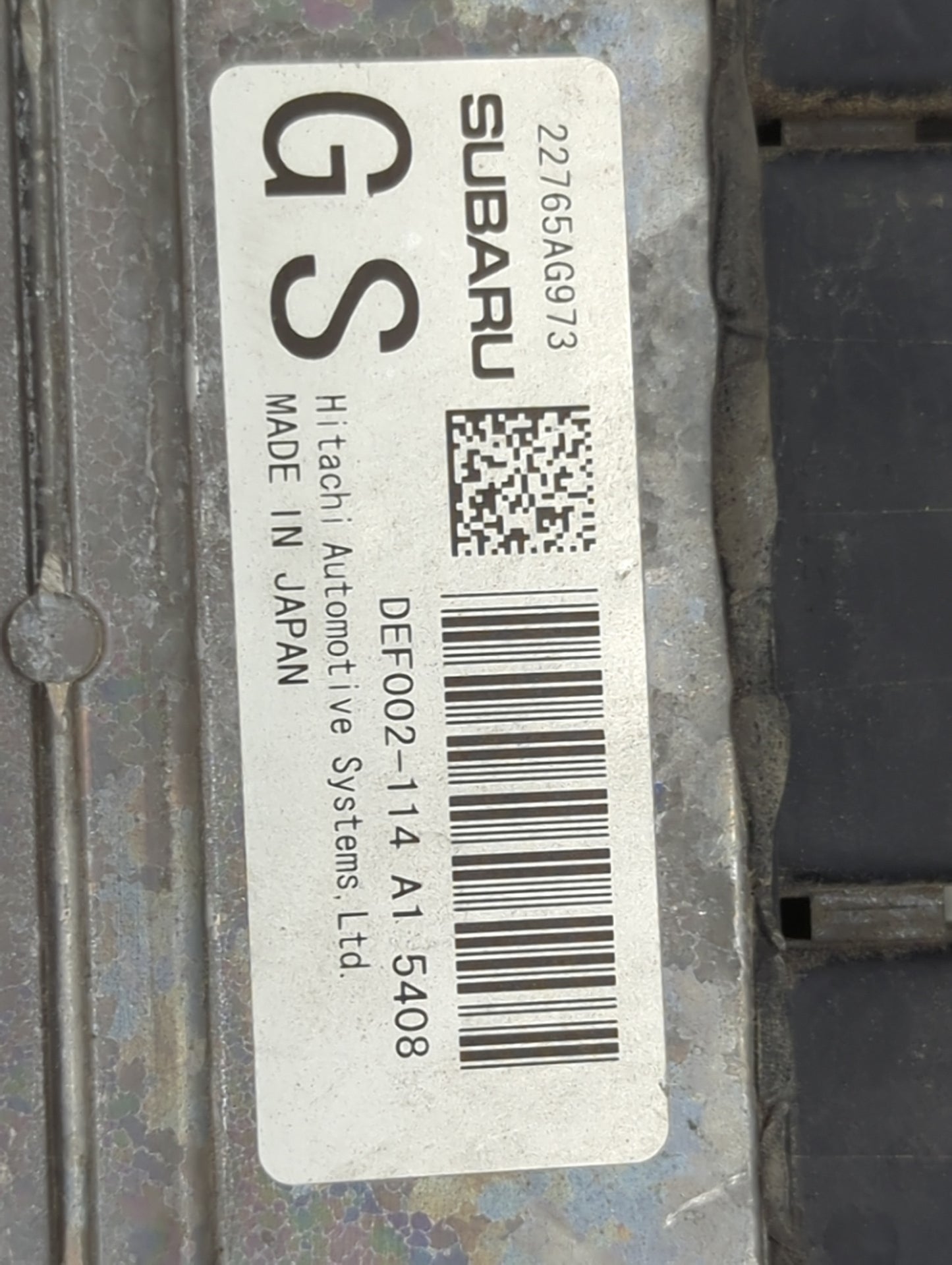 2015 Subaru Forester PCM Engine Control Computer ECU ECM PCU OEM P/N:22765AG973 DEF002-114 A1 5408 Fits OEM Used Auto Parts 