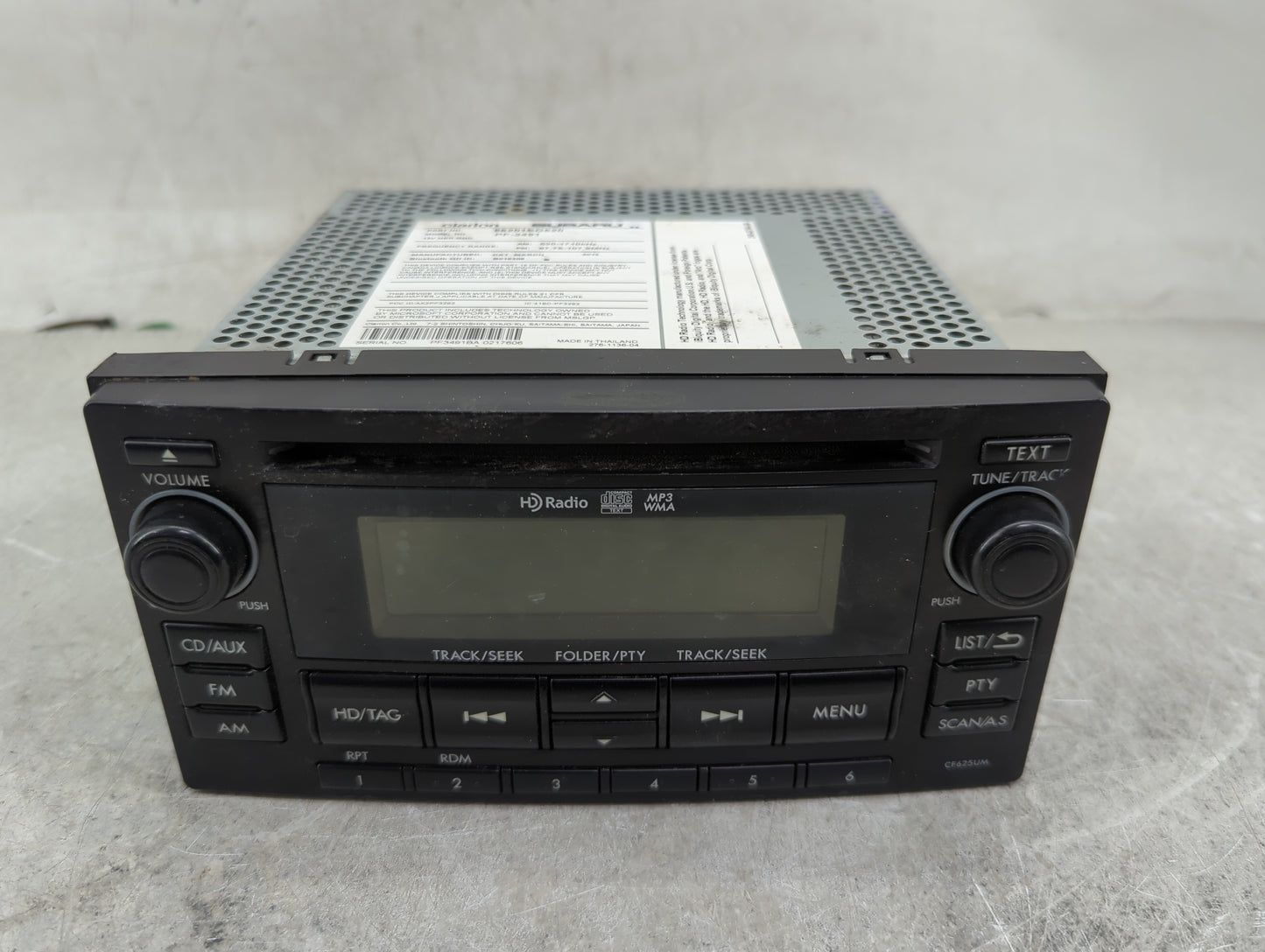 2015 Subaru Forester Radio AM FM Cd Player Receiver Replacement P/N:86201SG620 PF-3491 Fits OEM Used Auto Parts - Oemusedaut