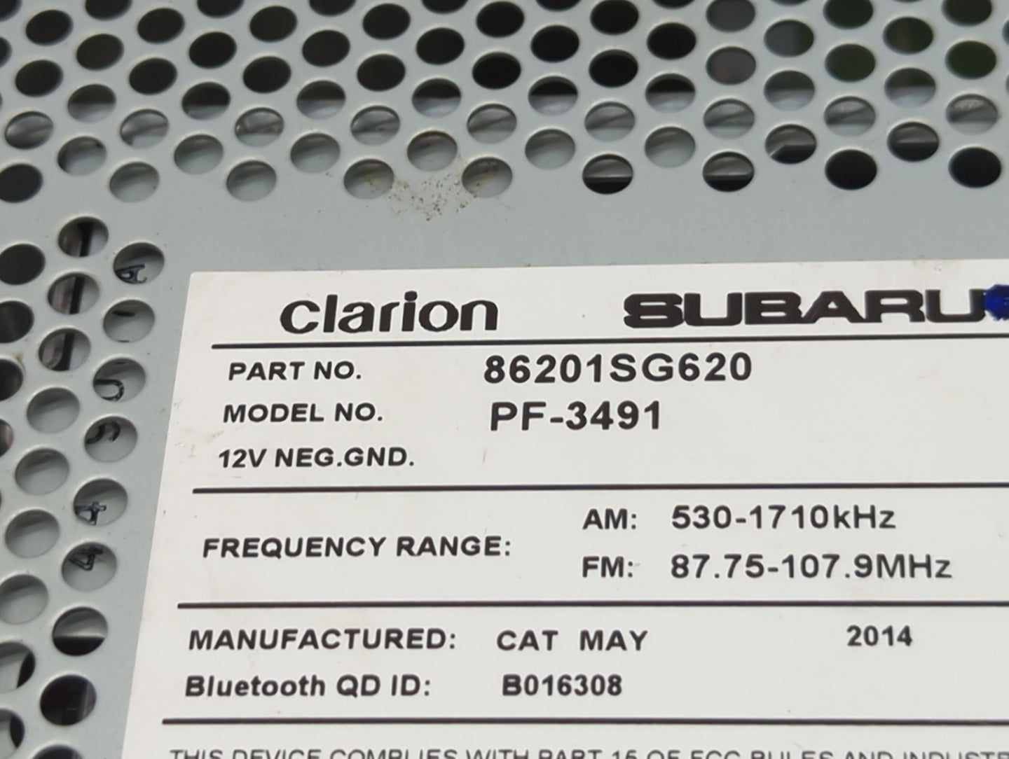 2015 Subaru Forester Radio AM FM Cd Player Receiver Replacement P/N:86201SG620 Fits OEM Used Auto Parts - Oemusedautoparts1.