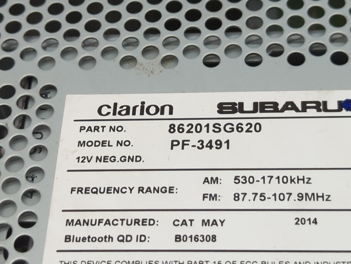 2014-2015 Subaru Forester Radio AM FM Cd Player Receiver Replacement P/N:86201SG620 Fits Fits 2014 2015 OEM Used Auto Parts 