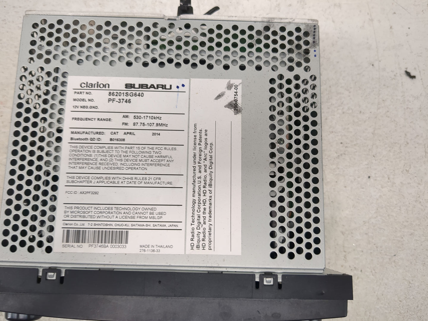 2015 Subaru Forester Radio AM FM Cd Player Receiver Replacement P/N:86201SG640 PF-3746, AX2PF3292 Fits OEM Used Auto Parts -
