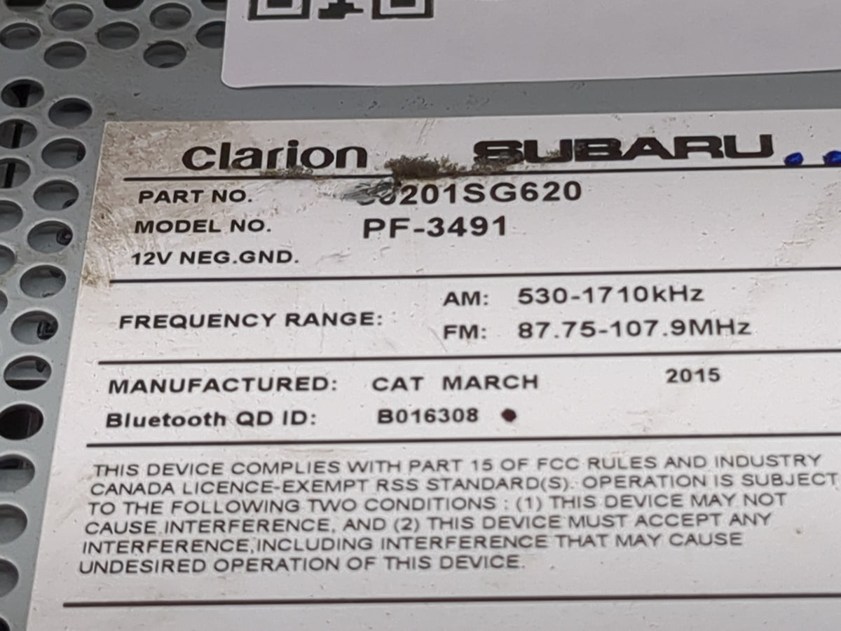 2014-2015 Subaru Forester Radio AM FM Cd Player Receiver Replacement P/N:86201SG620 PF-3491, CF625UM Fits Fits 2014 2015 OEM