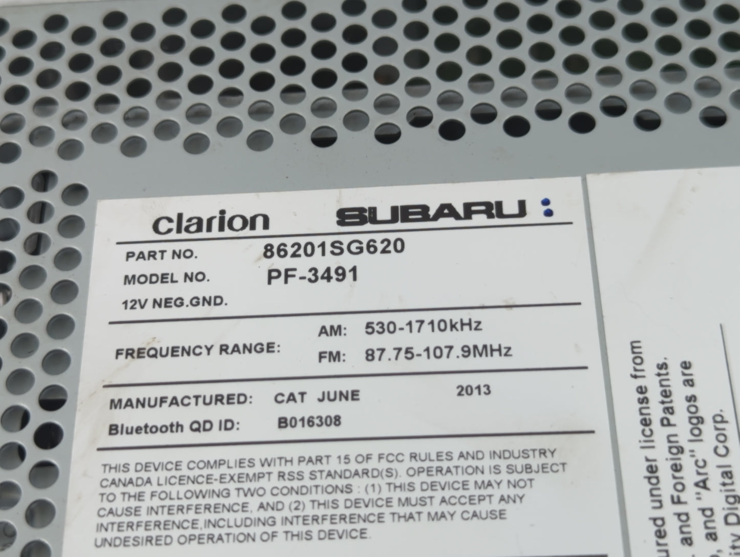 2015 Subaru Forester Am Fm Cd Player Radio Receiver - Oemusedautoparts1.com