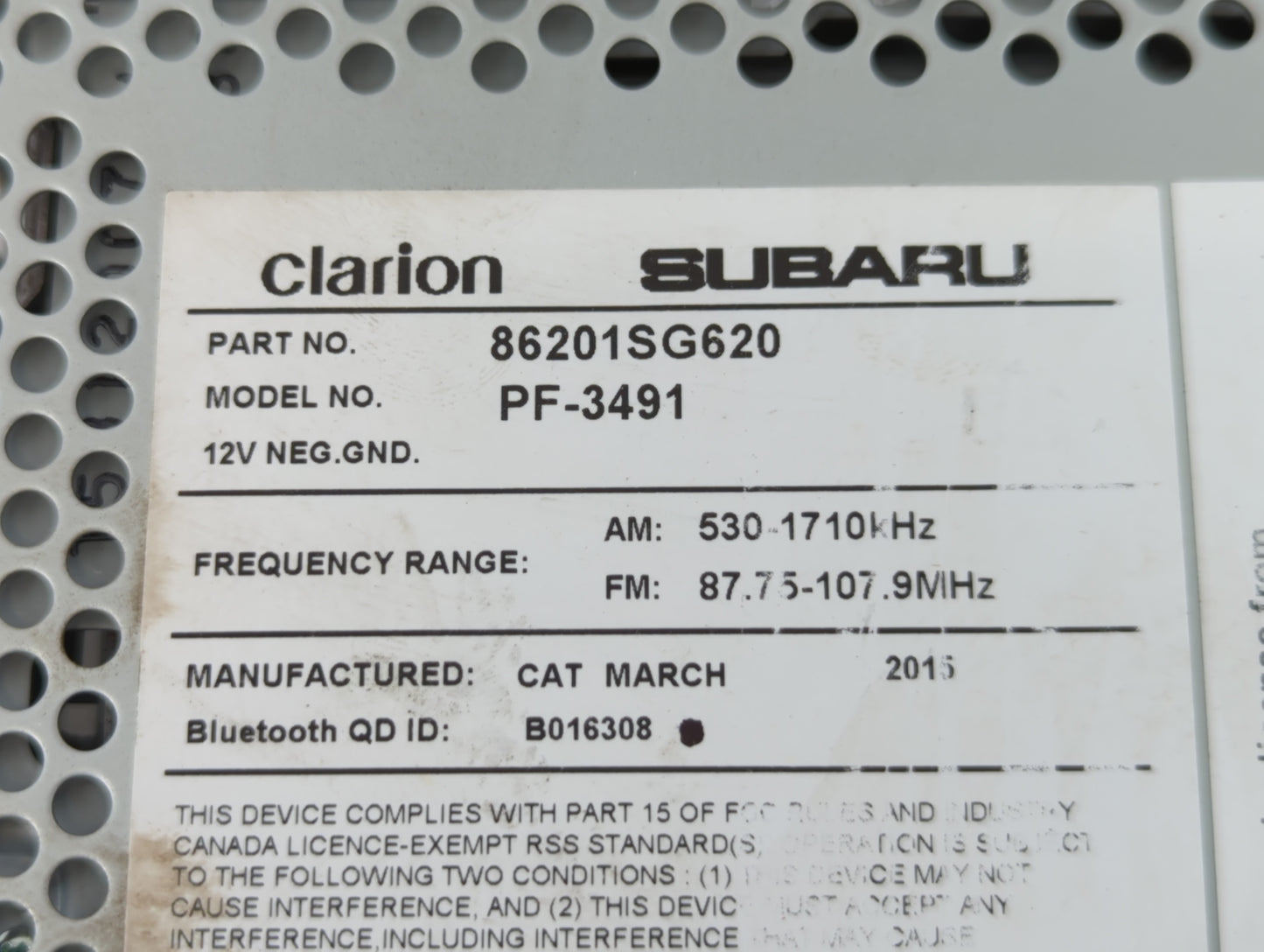 2015 Subaru Forester Am Fm Cd Player Radio Receiver - Oemusedautoparts1.com