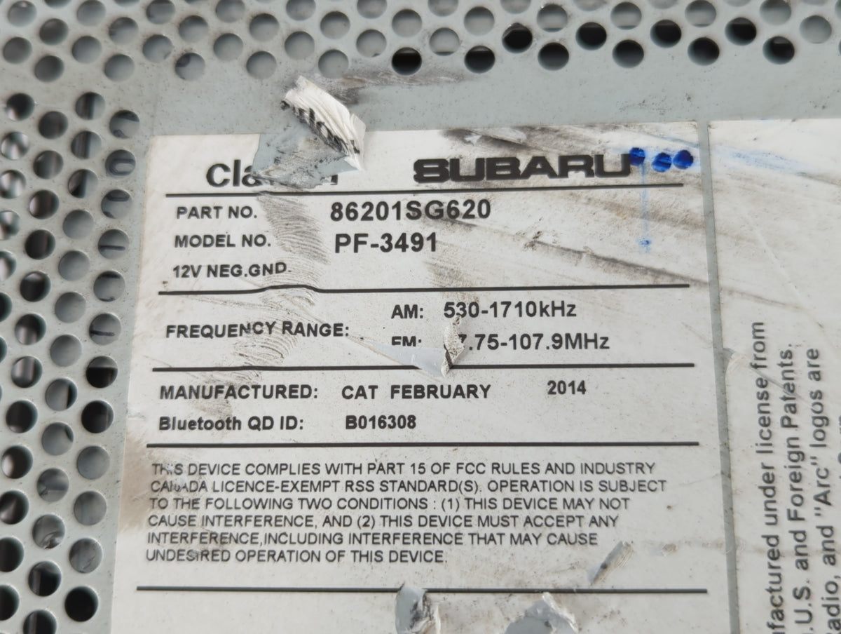 2014-2015 Subaru Forester Radio AM FM Cd Player Receiver Replacement P/N:86201SG600 86201SG620 Fits Fits 2014 2015 OEM Used 