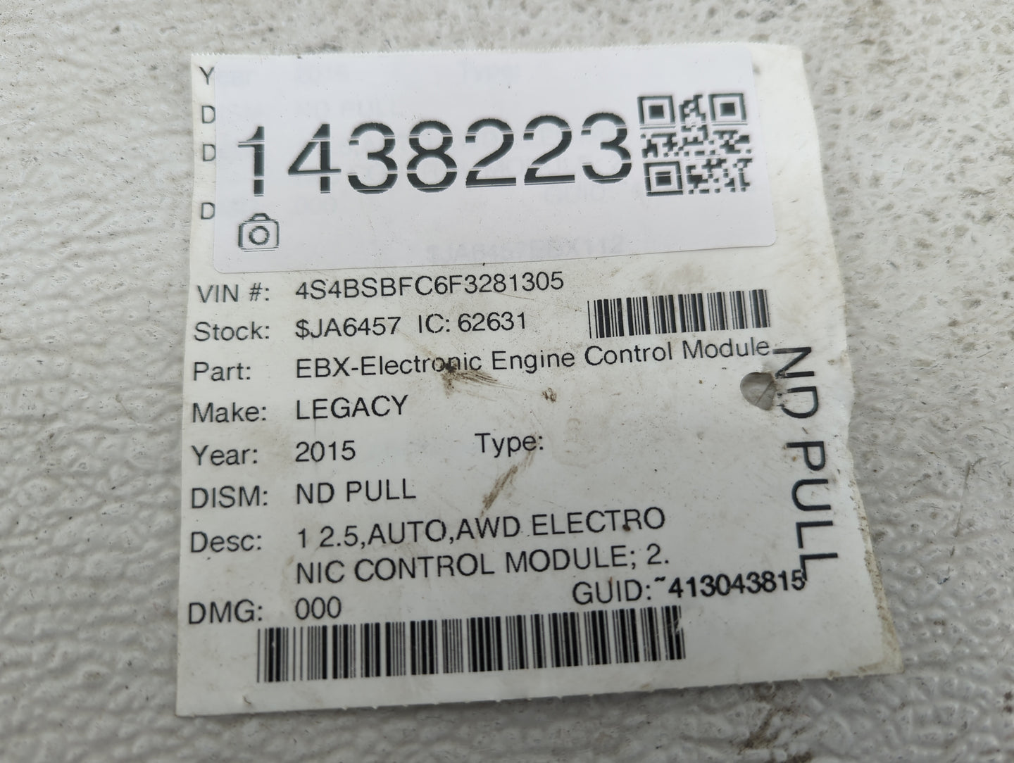 2015 Subaru Legacy PCM Engine Control Computer ECU ECM PCU OEM P/N:22765AF35C, TN112700-5735 Fits OEM Used Auto Parts - Oemu