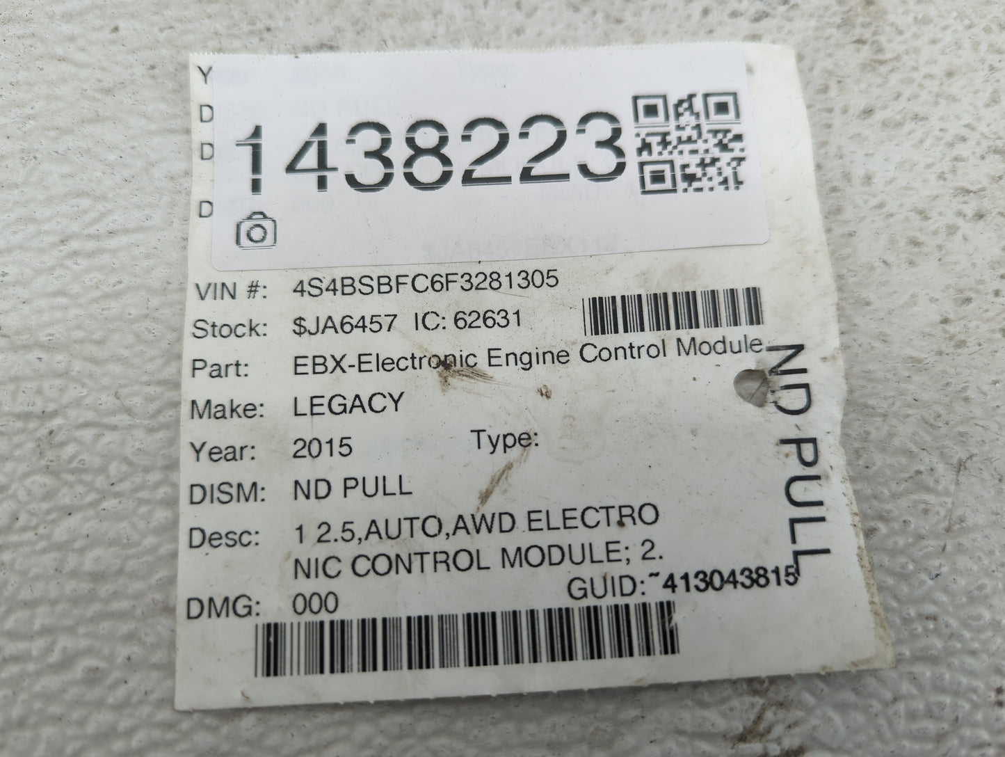 2015 Subaru Legacy PCM Engine Control Computer ECU ECM PCU OEM P/N:22765AF35C, TN112700-5735 Fits OEM Used Auto Parts - Oemu
