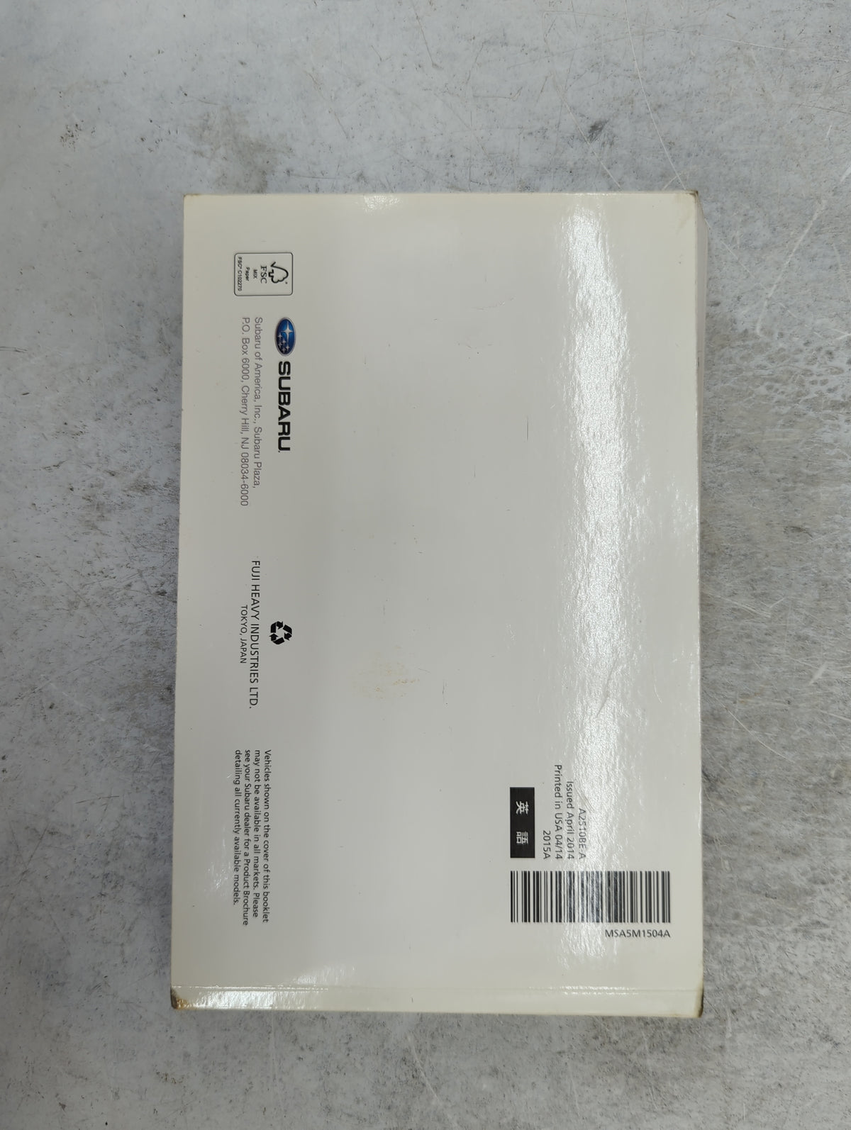 2015 Subaru Legacy Owners Manual Book Guide P/N:A2510BE-A MSA5M1504A OEM Used Auto Parts - Oemusedautoparts1.com