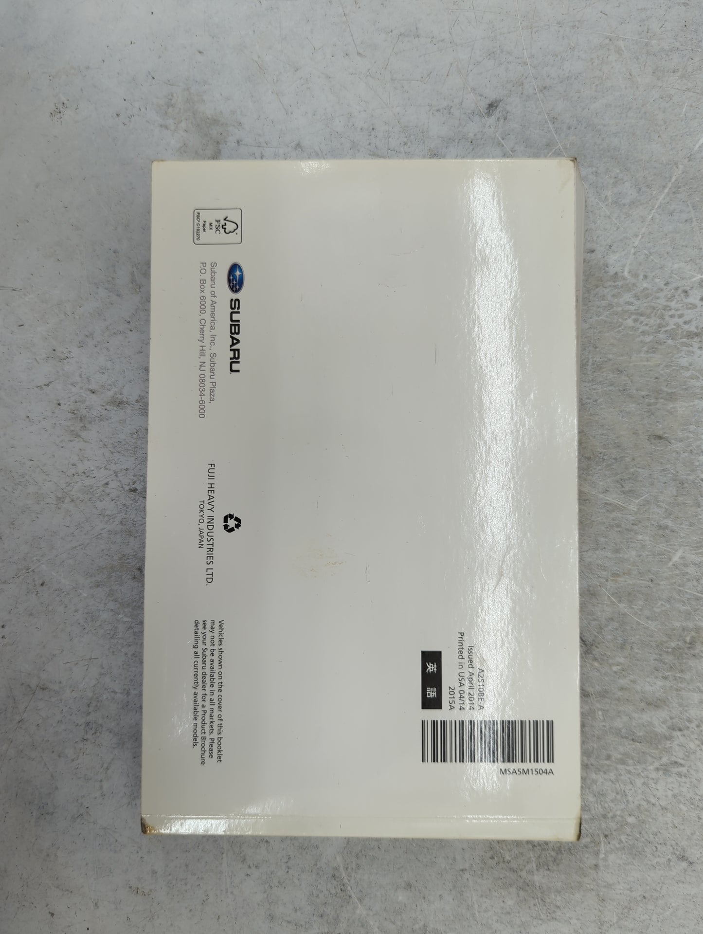 2015 Subaru Legacy Owners Manual Book Guide P/N:A2510BE-A MSA5M1504A OEM Used Auto Parts - Oemusedautoparts1.com
