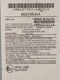 2015 Subaru Legacy Radio AM FM Cd Player Receiver Replacement P/N:86201AL64A 138000-4610J101, BABFT0054A, FT0054A Fits OEM U