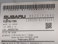 2015 Subaru Xv Radio AM FM Cd Player Receiver Replacement P/N:86201FJ660 138000-6170D101, 138000-6170DAM202794 Fits OEM Used