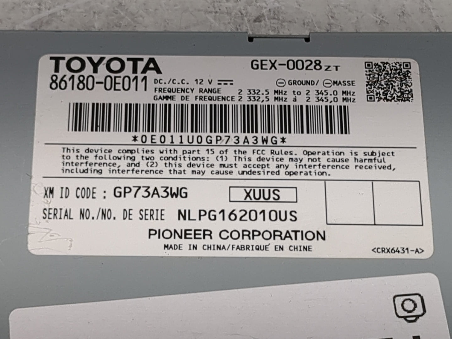 2014-2018 Toyota Avalon Radio AM FM Cd Player Receiver Replacement P/N:86180-0E011 Fits OEM Used Auto Parts - Oemusedautopar