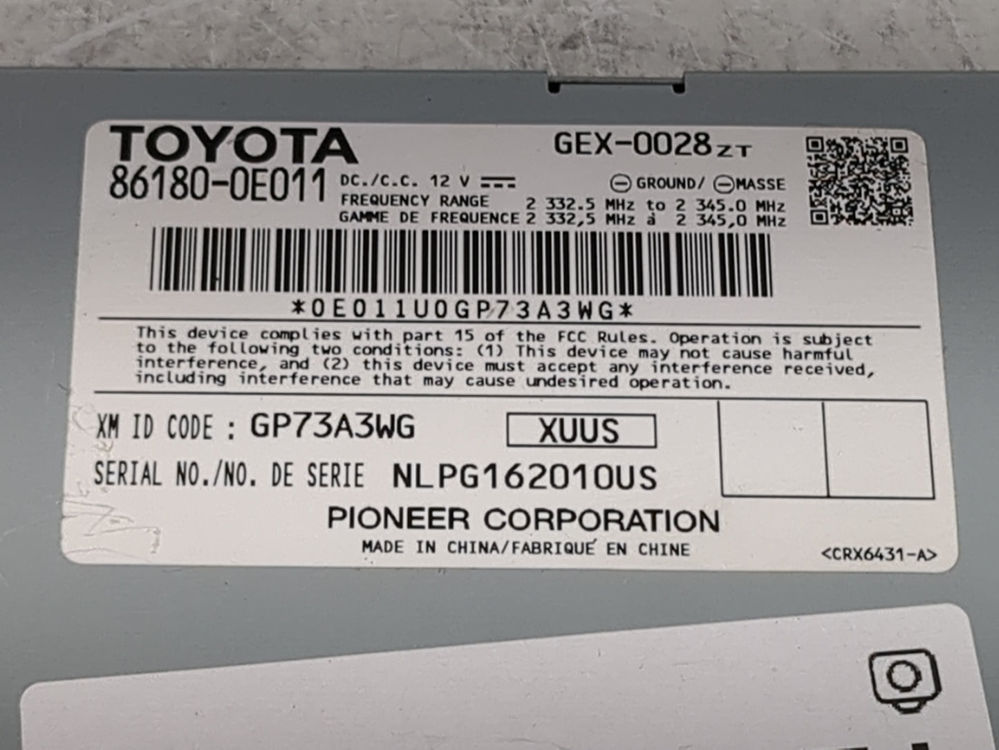 2014-2018 Toyota Avalon Radio AM FM Cd Player Receiver Replacement P/N:86180-0E011 Fits OEM Used Auto Parts - Oemusedautopar