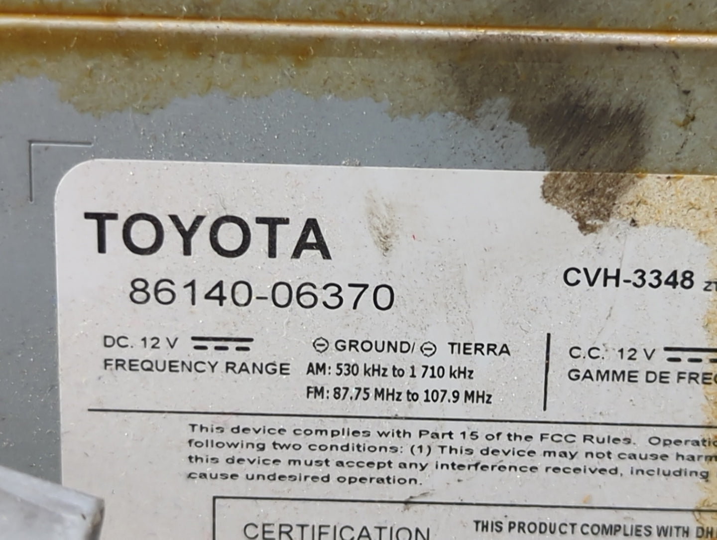 2015 Toyota Camry Radio AM FM Cd Player Receiver Replacement P/N:86140-06370 CVH-3348 Fits OEM Used Auto Parts - Oemusedauto