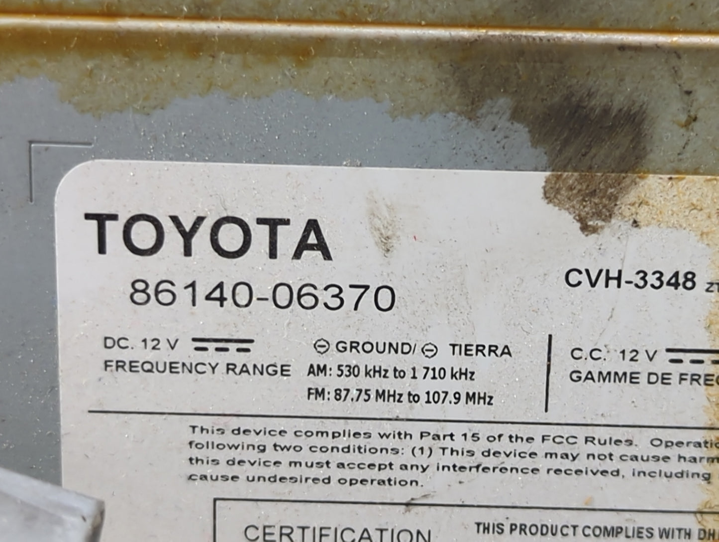 2015 Toyota Camry Radio AM FM Cd Player Receiver Replacement P/N:86140-06370 CVH-3348 Fits OEM Used Auto Parts - Oemusedauto