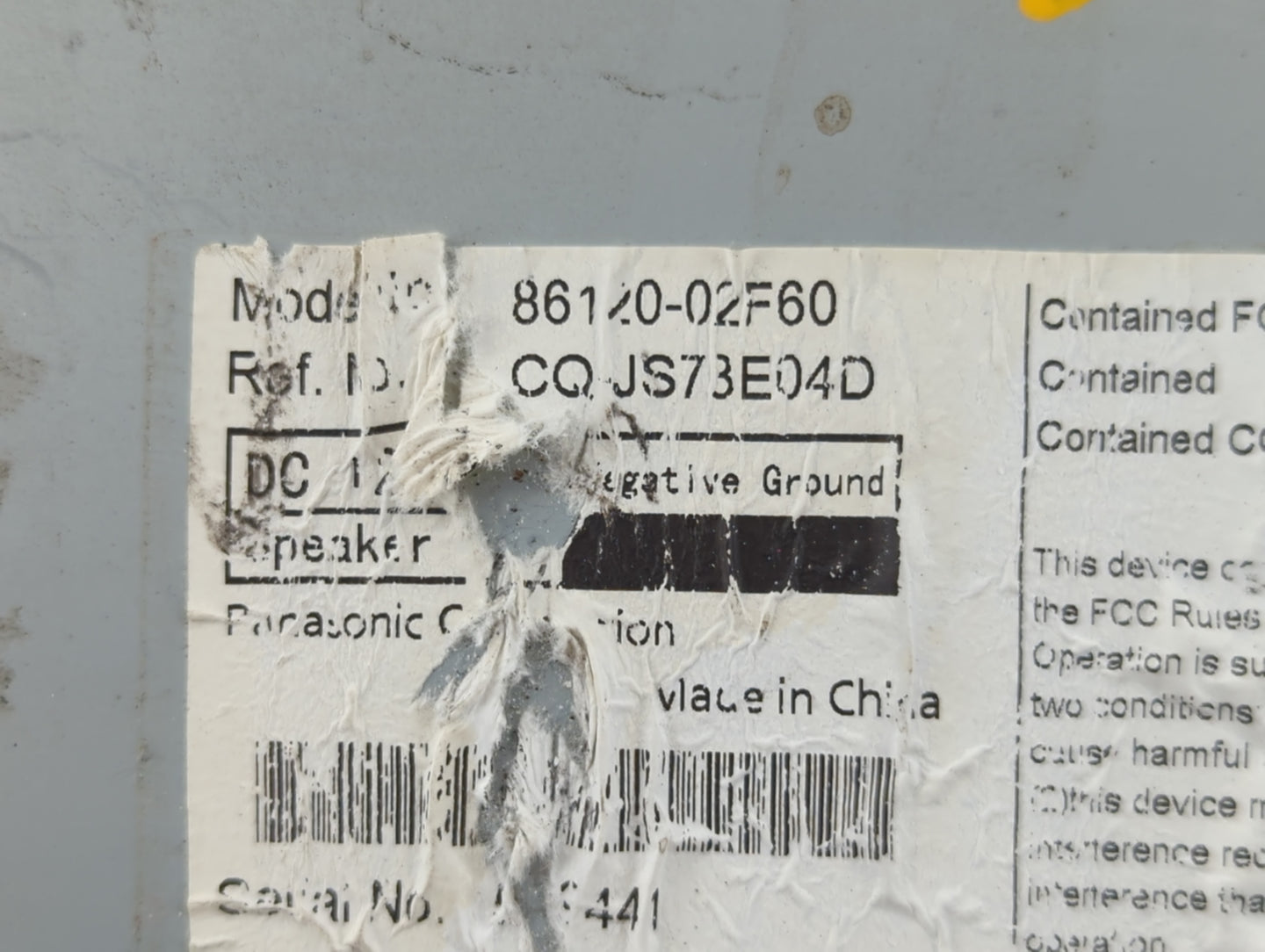 2014-2019 Toyota Corolla Radio AM FM Cd Player Receiver Replacement P/N:86120-02F60 Fits OEM Used Auto Parts - Oemusedautopa